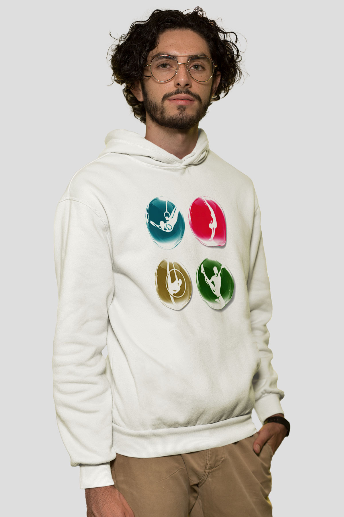 Jimnastikçi Beyaz Unisex Hoodie