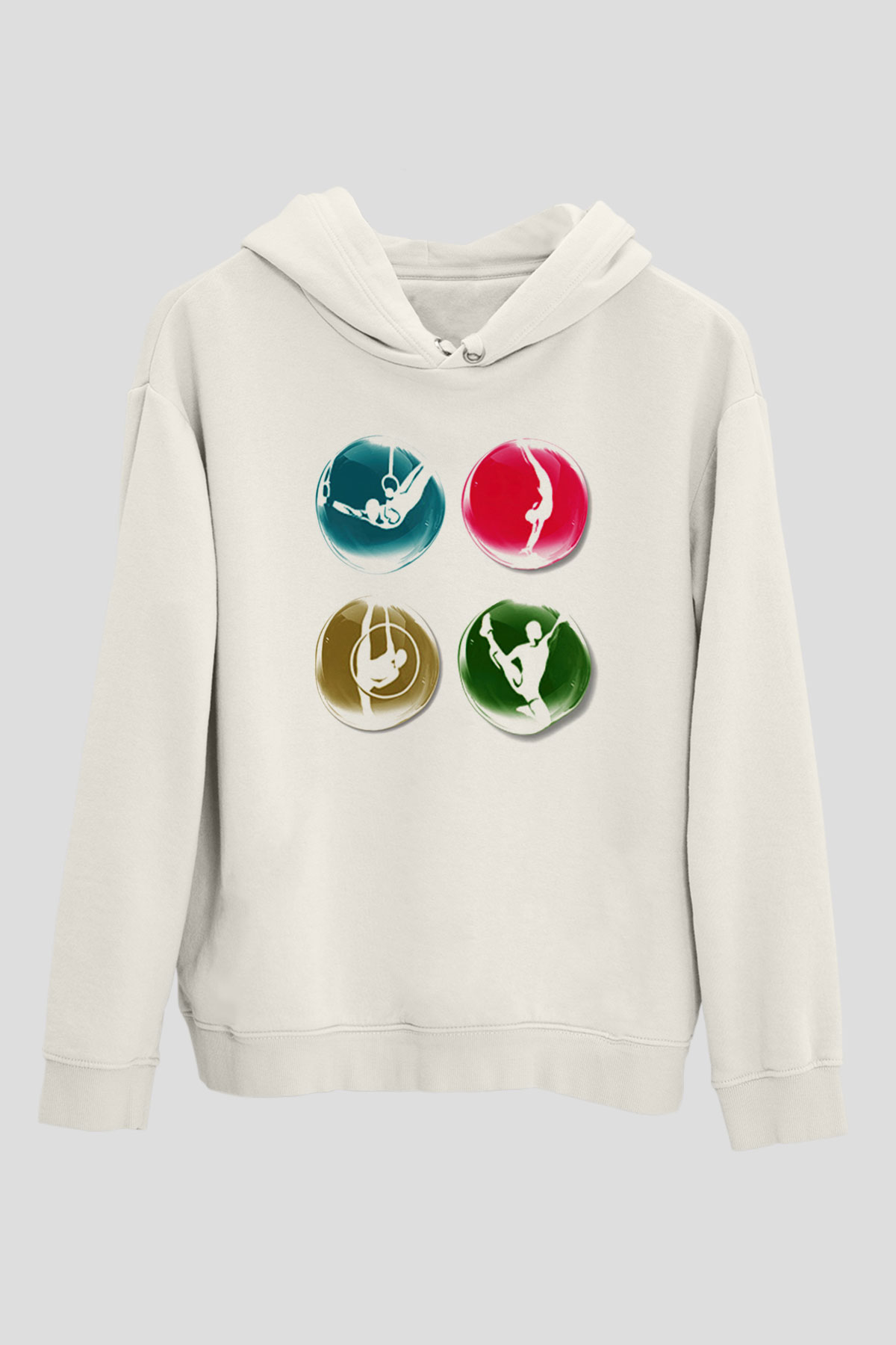 Jimnastikçi Beyaz Unisex Hoodie