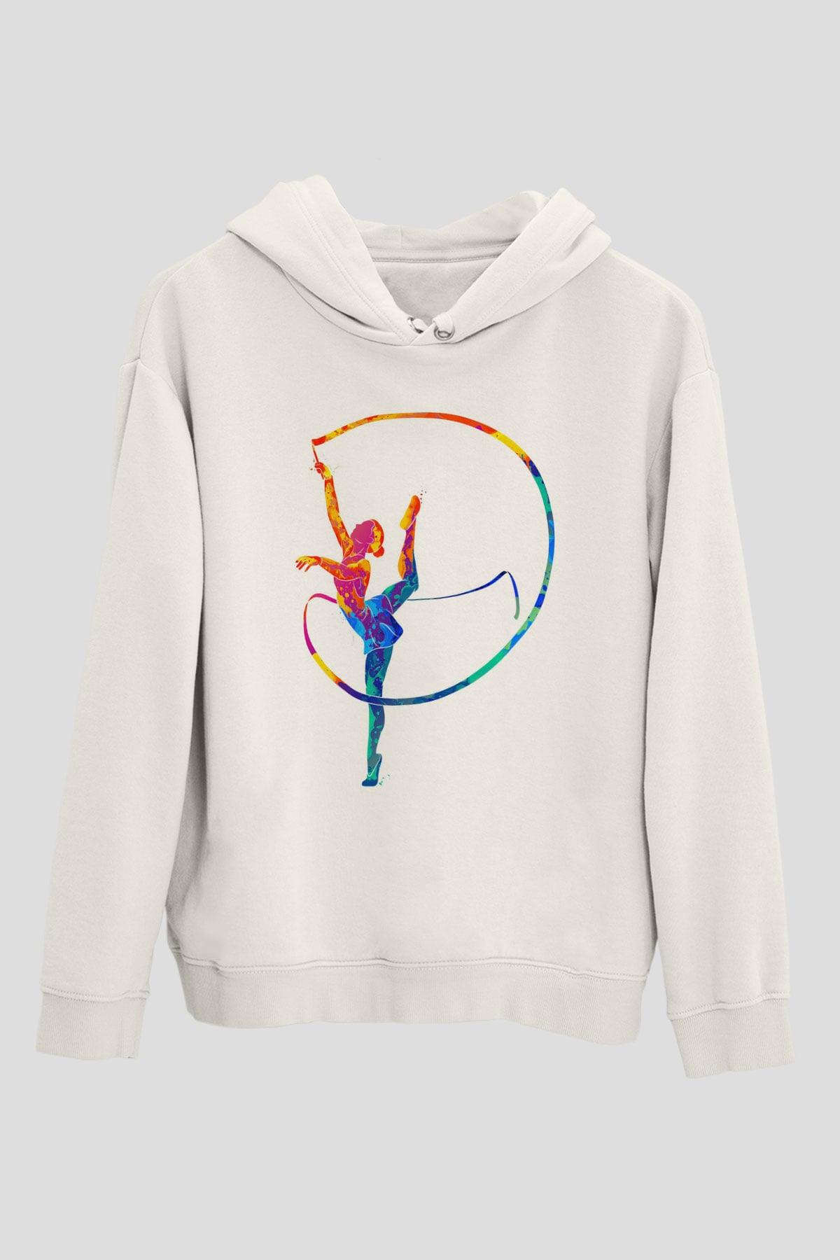Jimnastikçi Beyaz Unisex Kapüşonlu Sweatshirt