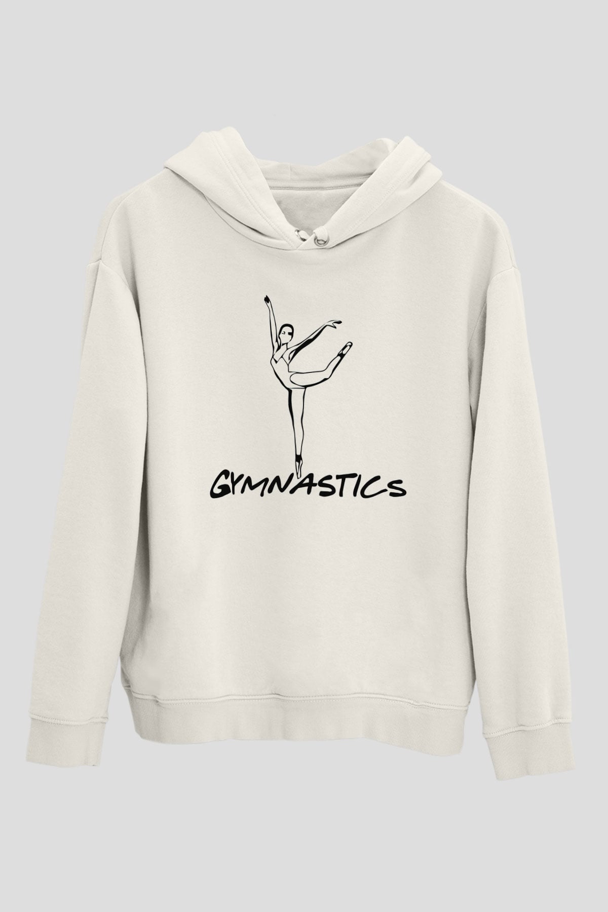 Jimnastikçi Beyaz Unisex Kapüşonlu Sweatshirt