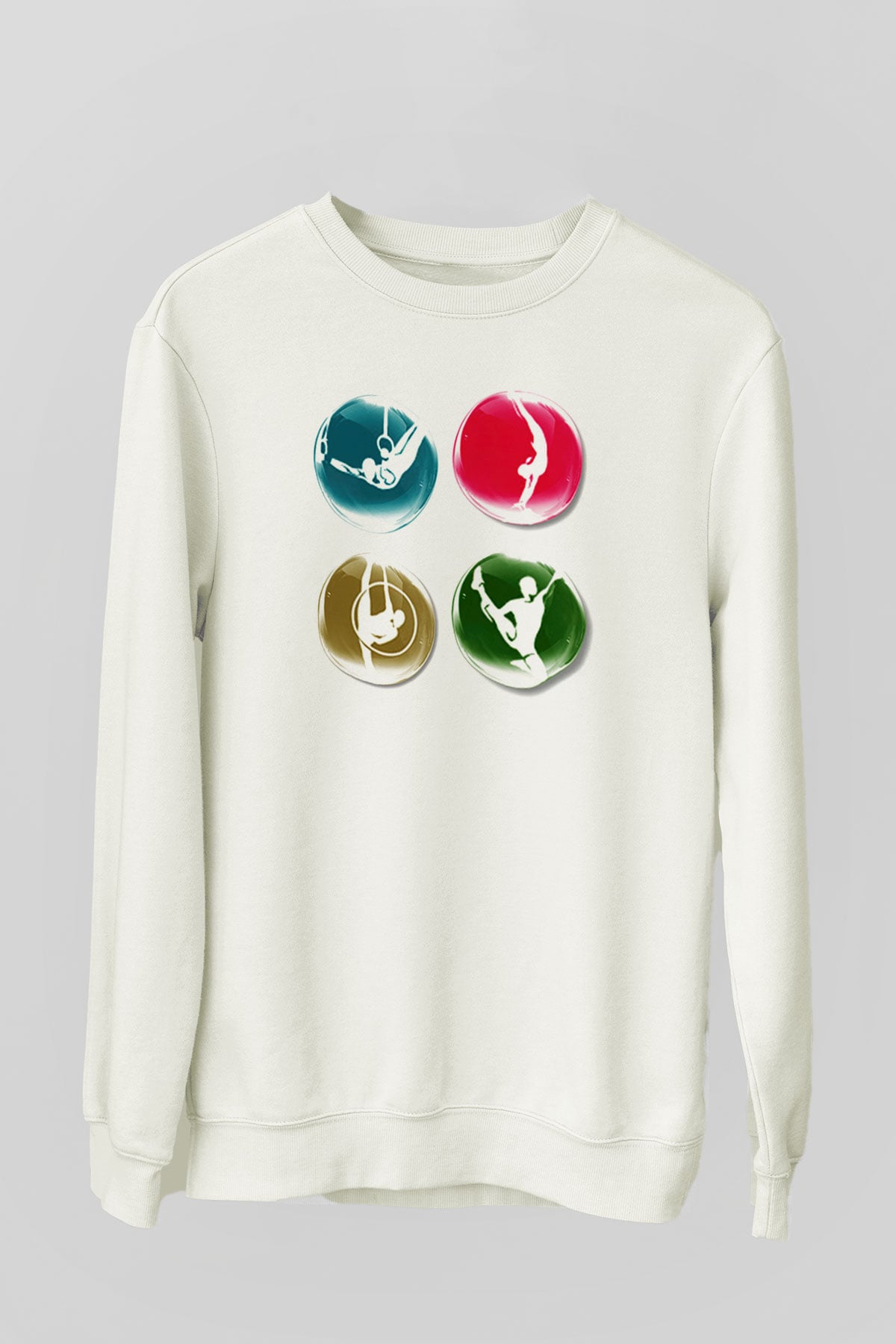 Jimnastikçi Beyaz Unisex Sweatshirt