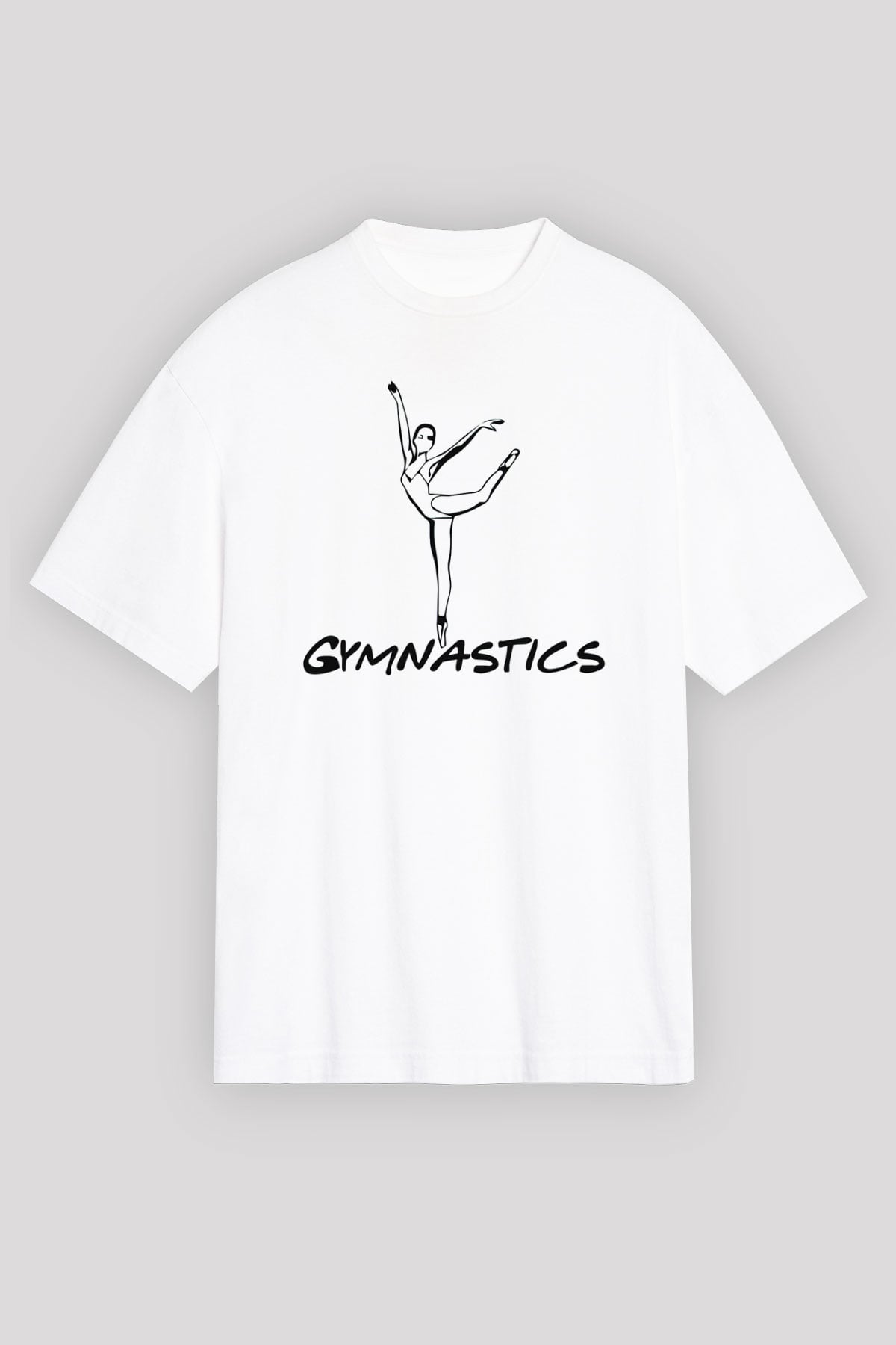 Jimnastikçi Beyaz Oversize Tişört Oversize T-shirt - TişörtFabrikası