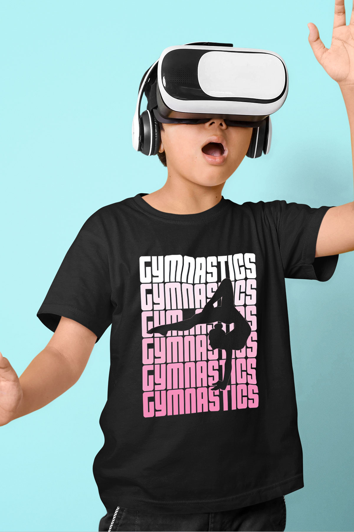 Jimnastikçi Siyah Unisex Çocuk Tişört