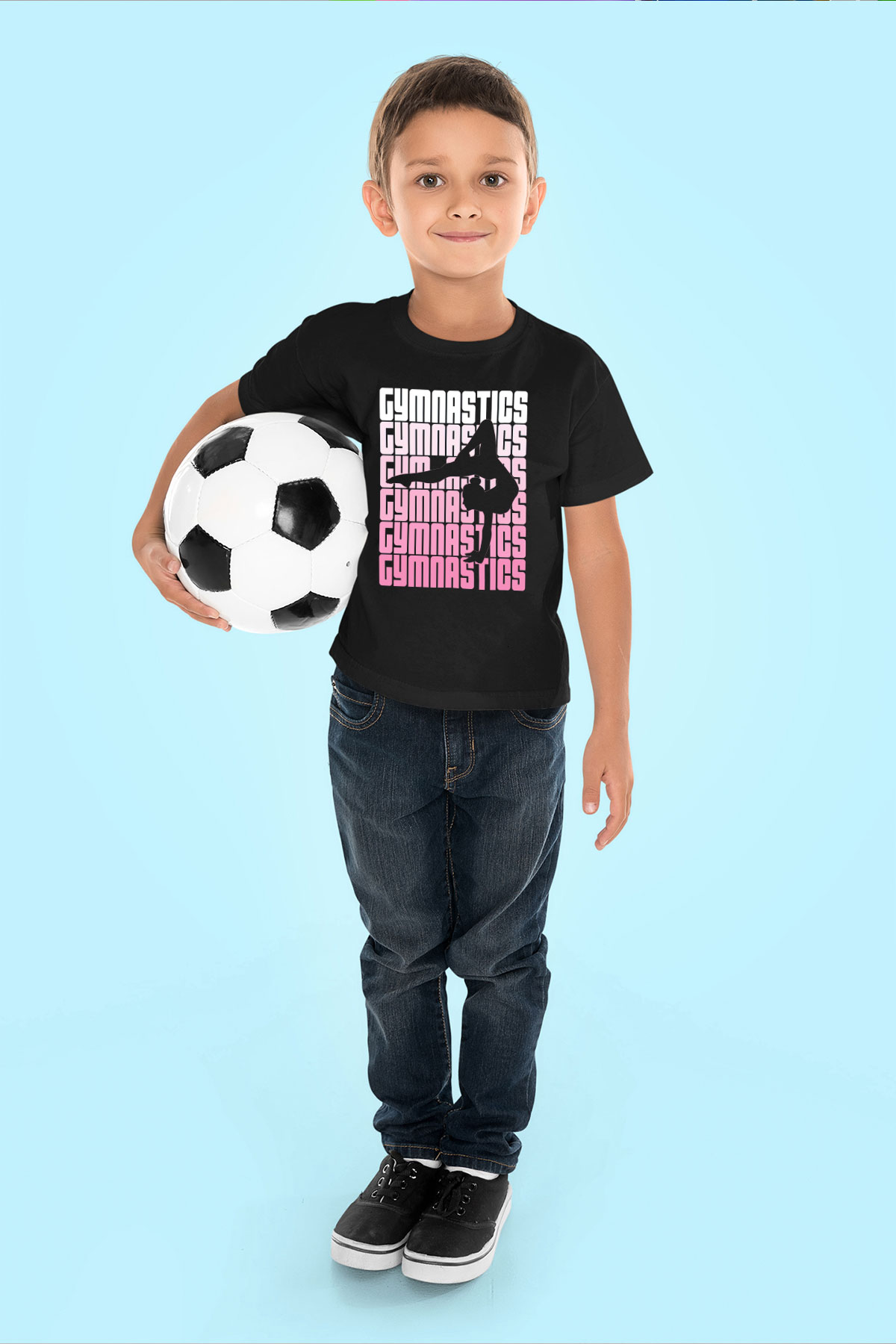 Jimnastikçi Siyah Unisex Çocuk Tişört