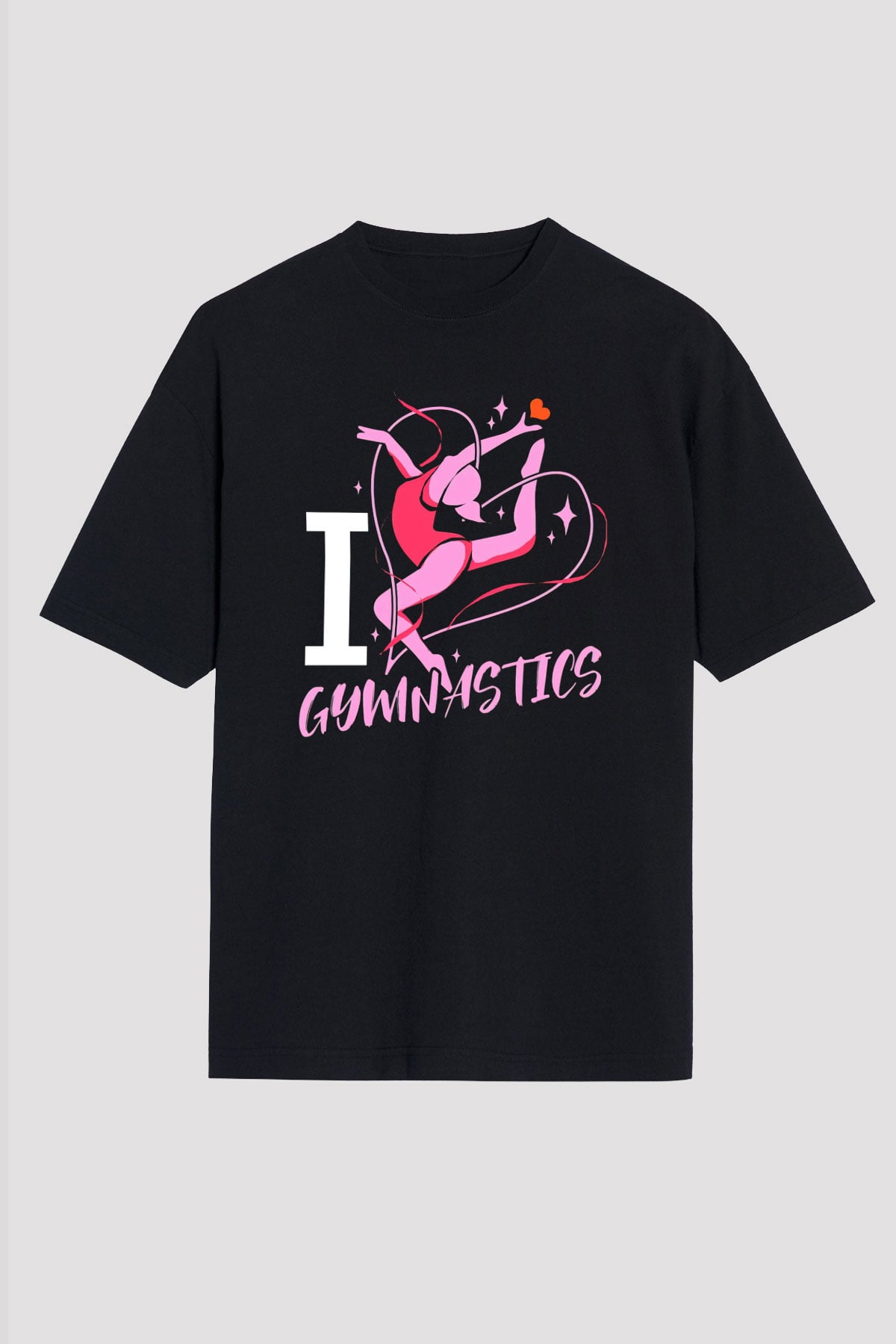 Jimnastikçi Siyah Oversize Tişört Oversize T-shirt - TişörtFabrikası