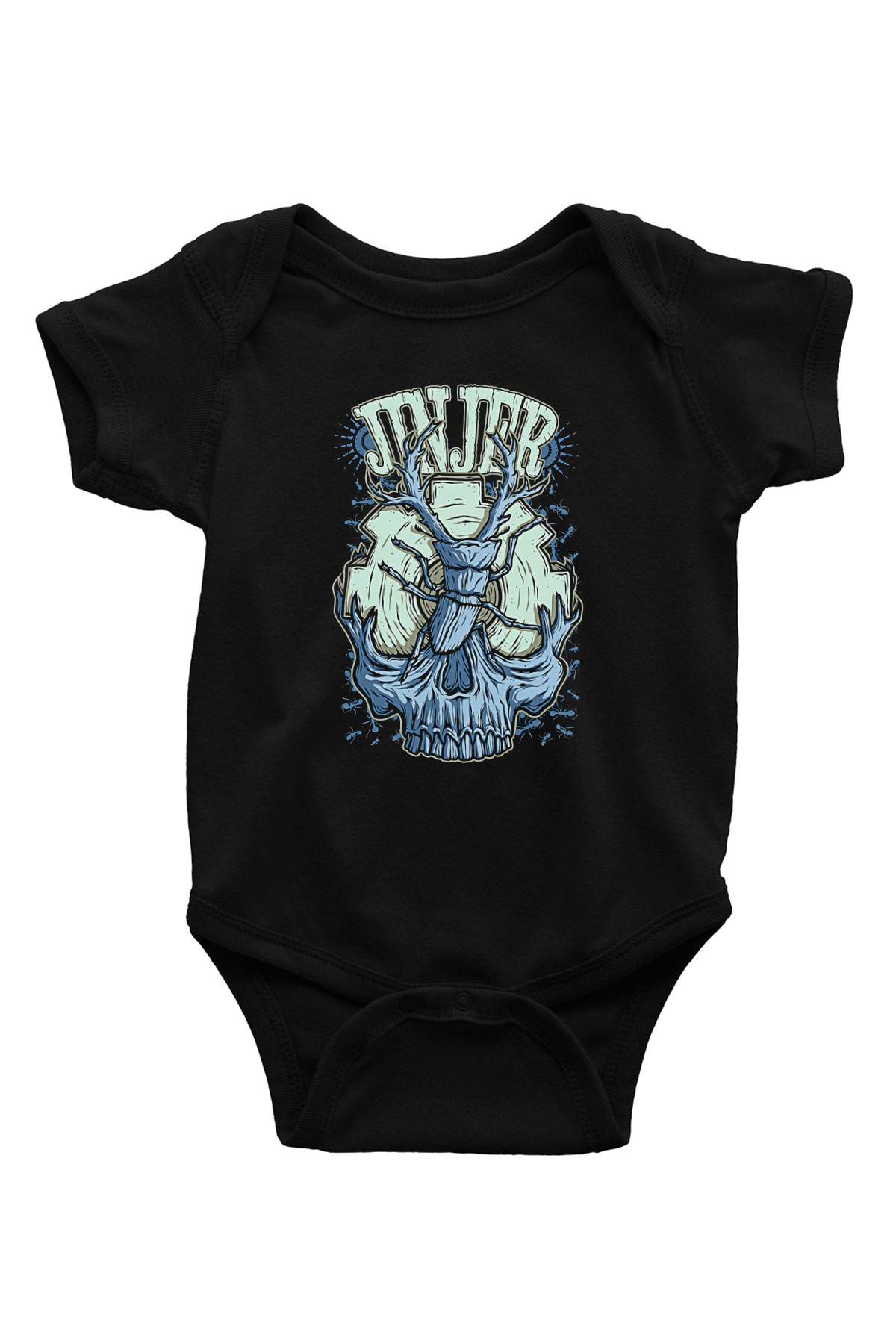 Jinjer Baskılı Unisex Siyah Bebek Body - Zıbın