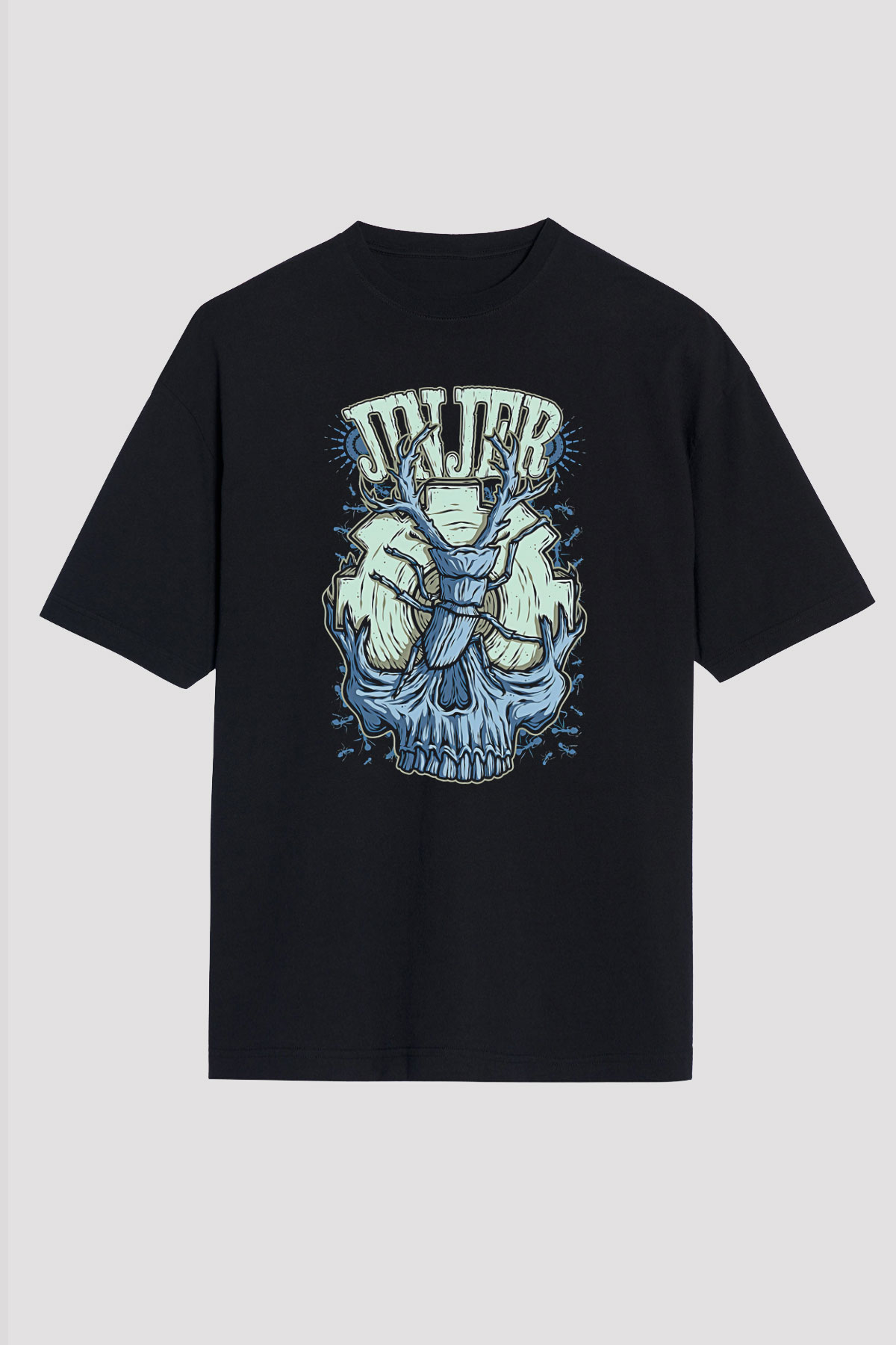 Jinjer Baskılı Unisex Siyah Oversize Tişört - Tshirt