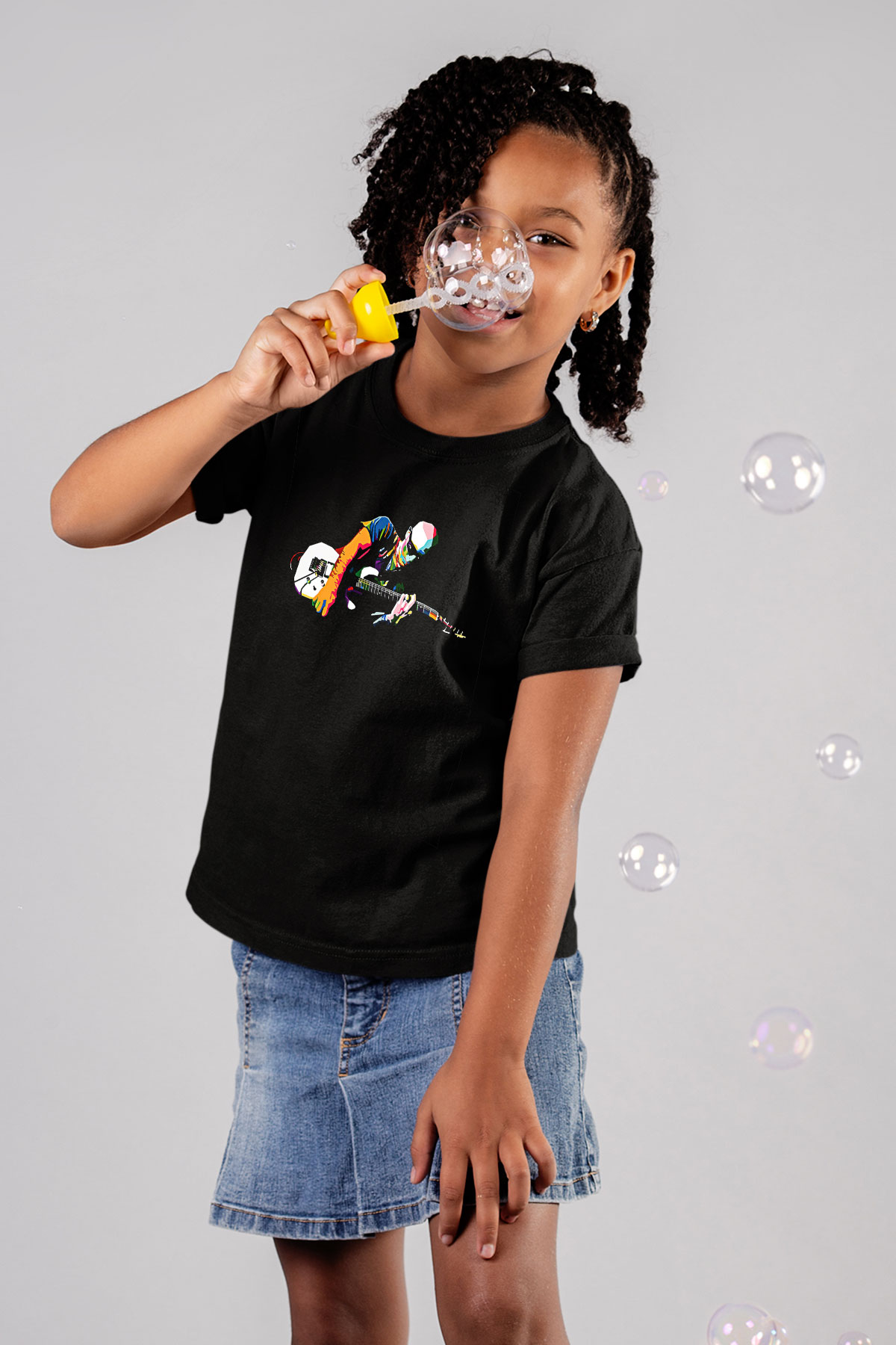 Joe Santriani Baskılı Unisex Siyah Çocuk Tişört - Tshirt