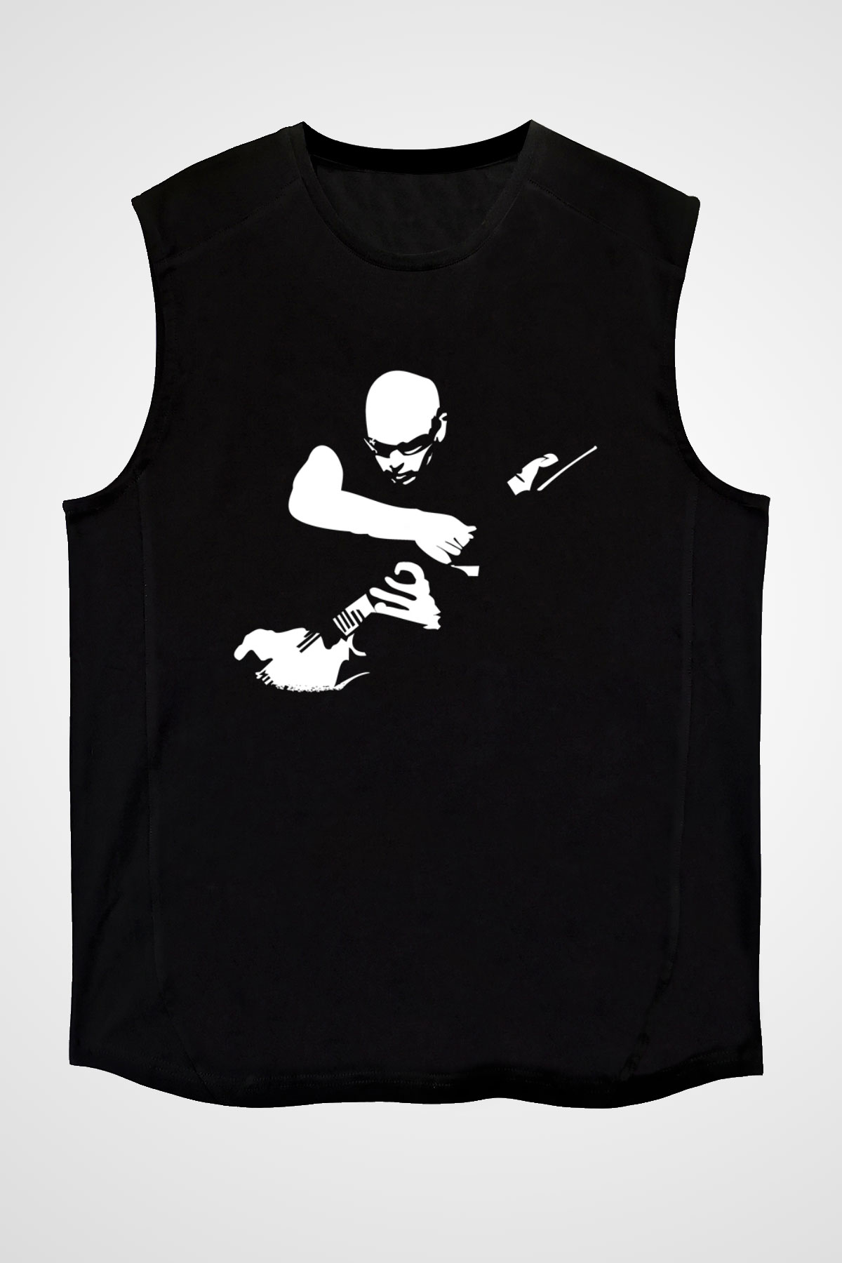 Joe Santriani Baskılı Unisex Siyah Kolsuz Tişört - Tshirt