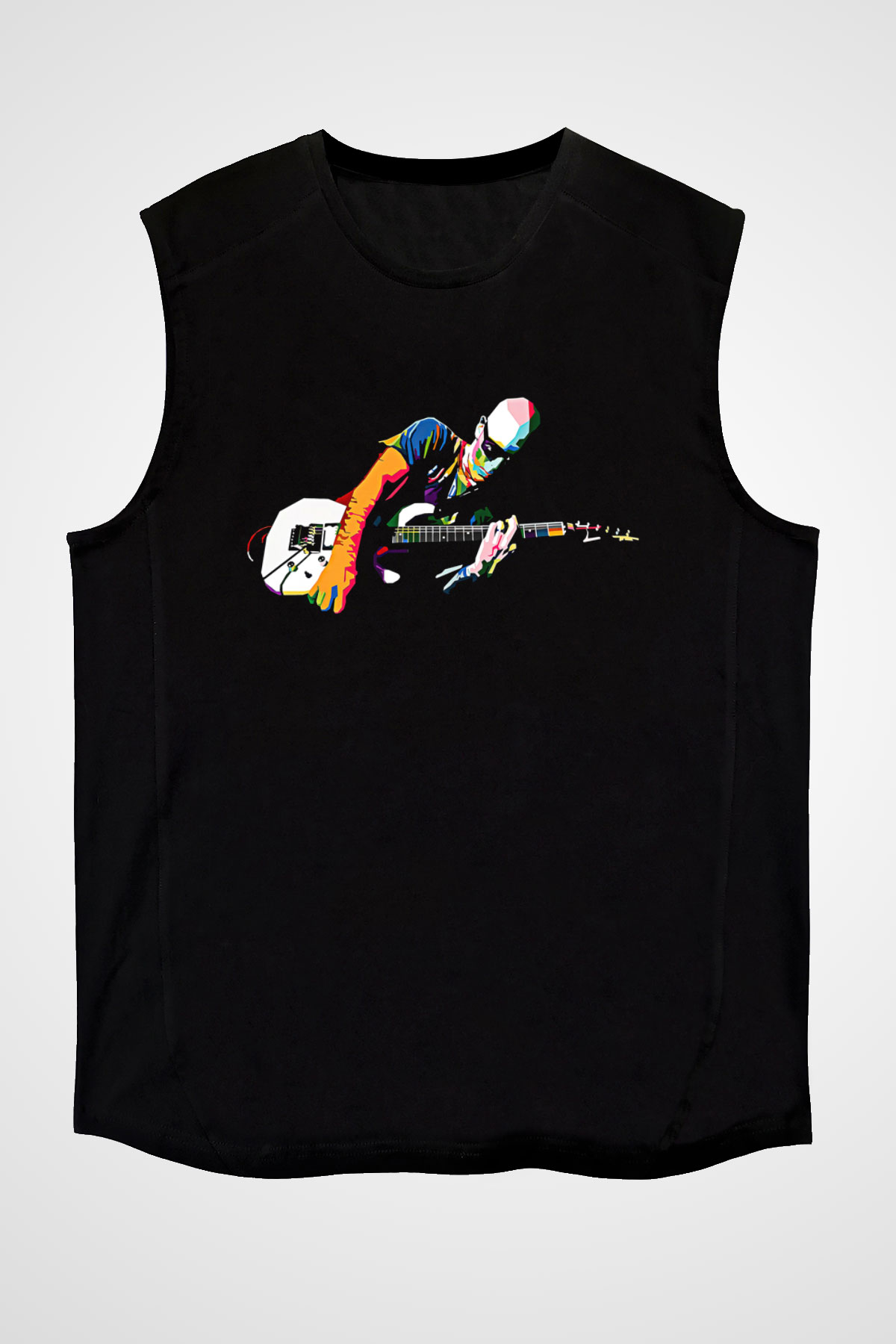 Joe Santriani Baskılı Unisex Siyah Kolsuz Tişört - Tshirt