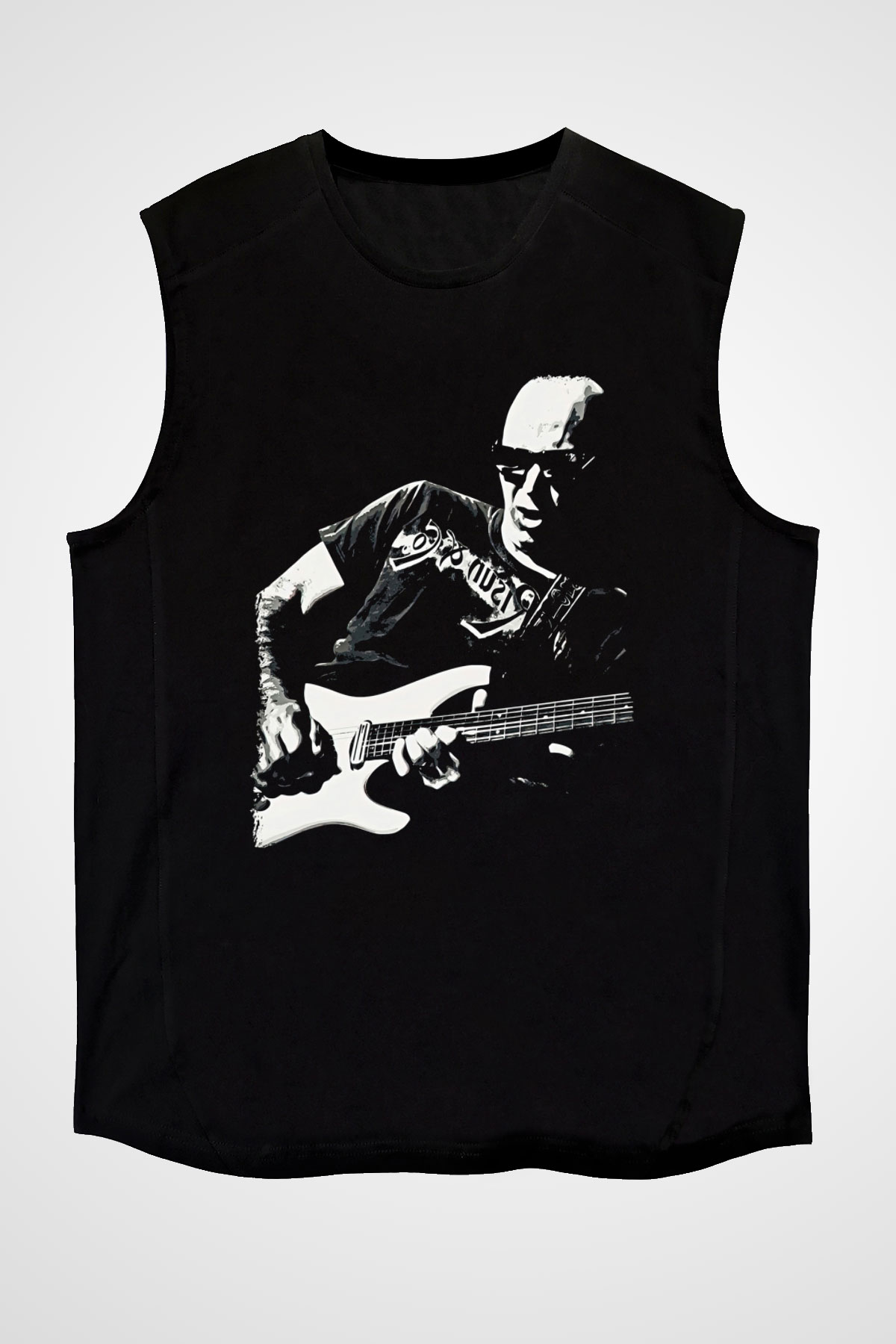 Joe Santriani Baskılı Unisex Siyah Kolsuz Tişört - Tshirt