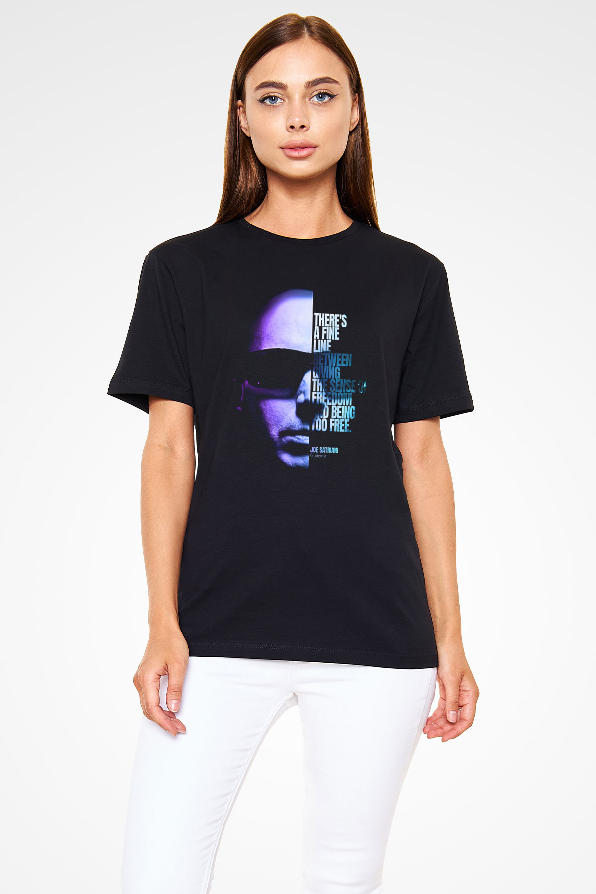 Joe Santriani Baskılı Unisex Siyah Tişört - Tshirt