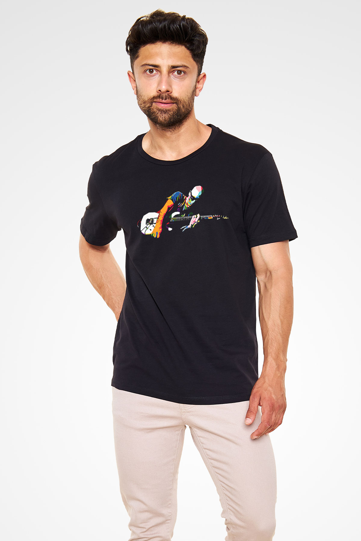 Joe Santriani Baskılı Unisex Siyah Tişört - Tshirt