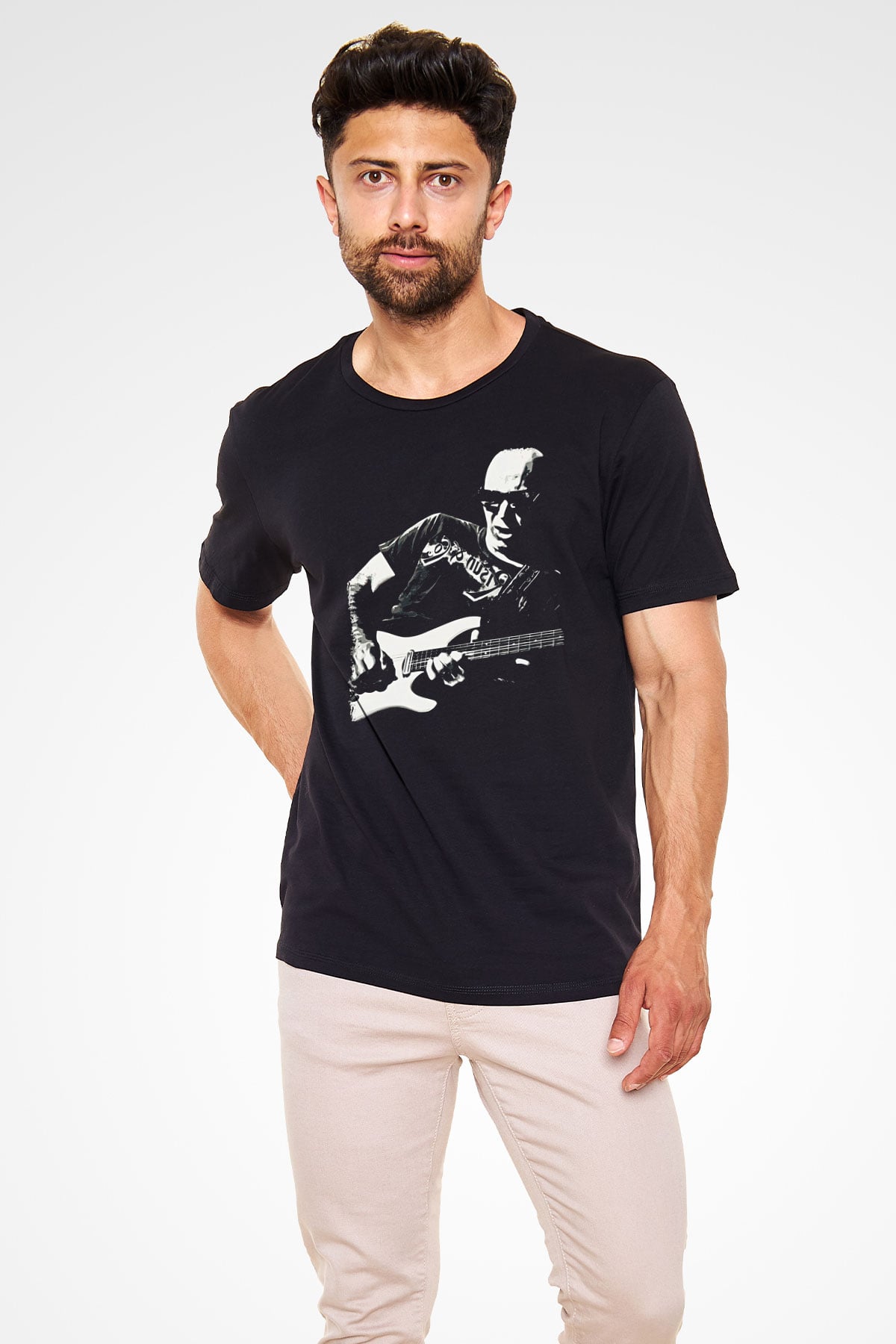 Joe Santriani Baskılı Unisex Siyah Tişört - Tshirt