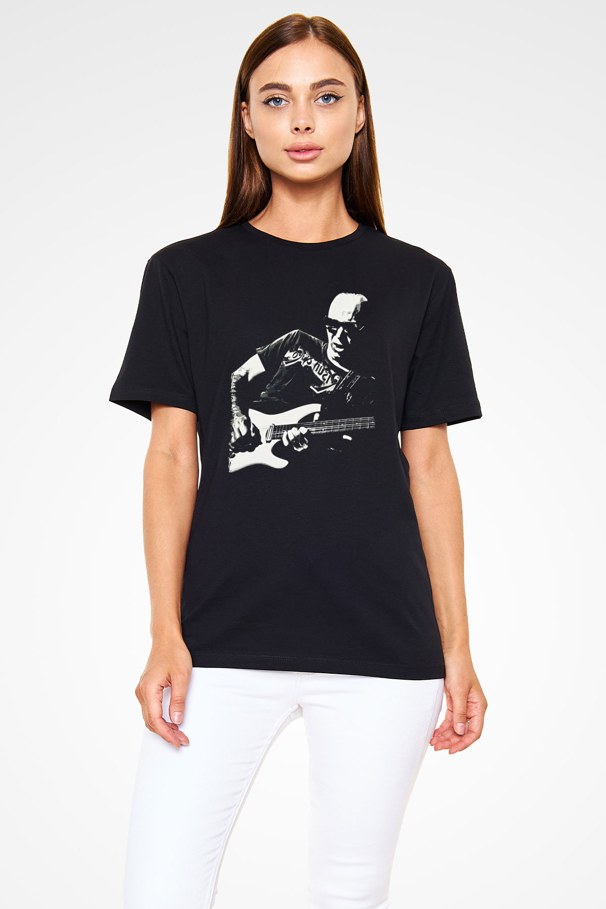 Joe Santriani Baskılı Unisex Siyah Tişört - Tshirt
