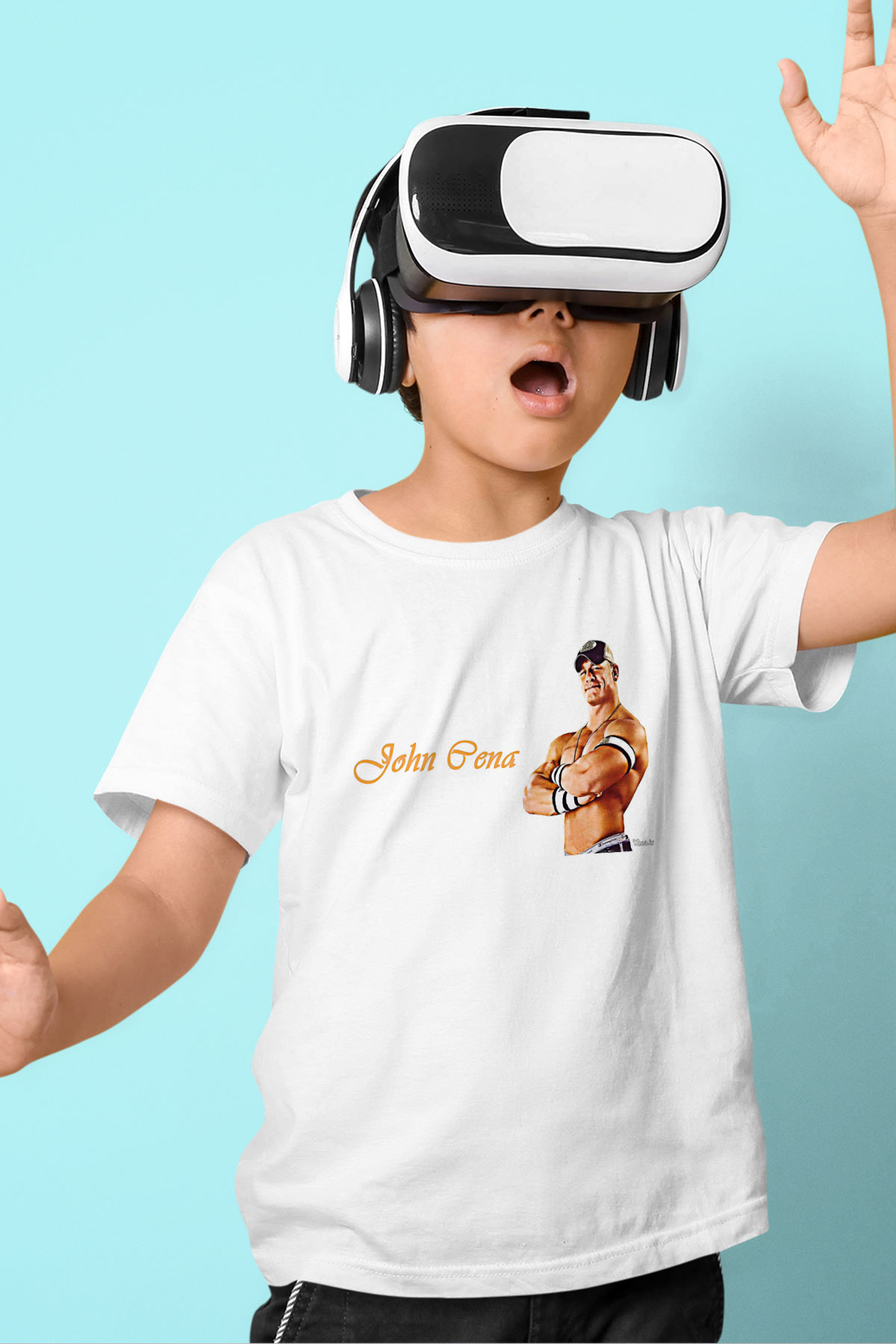 John Cena Baskılı Beyaz Unisex Beyaz Çocuk Tişört - Tshirt