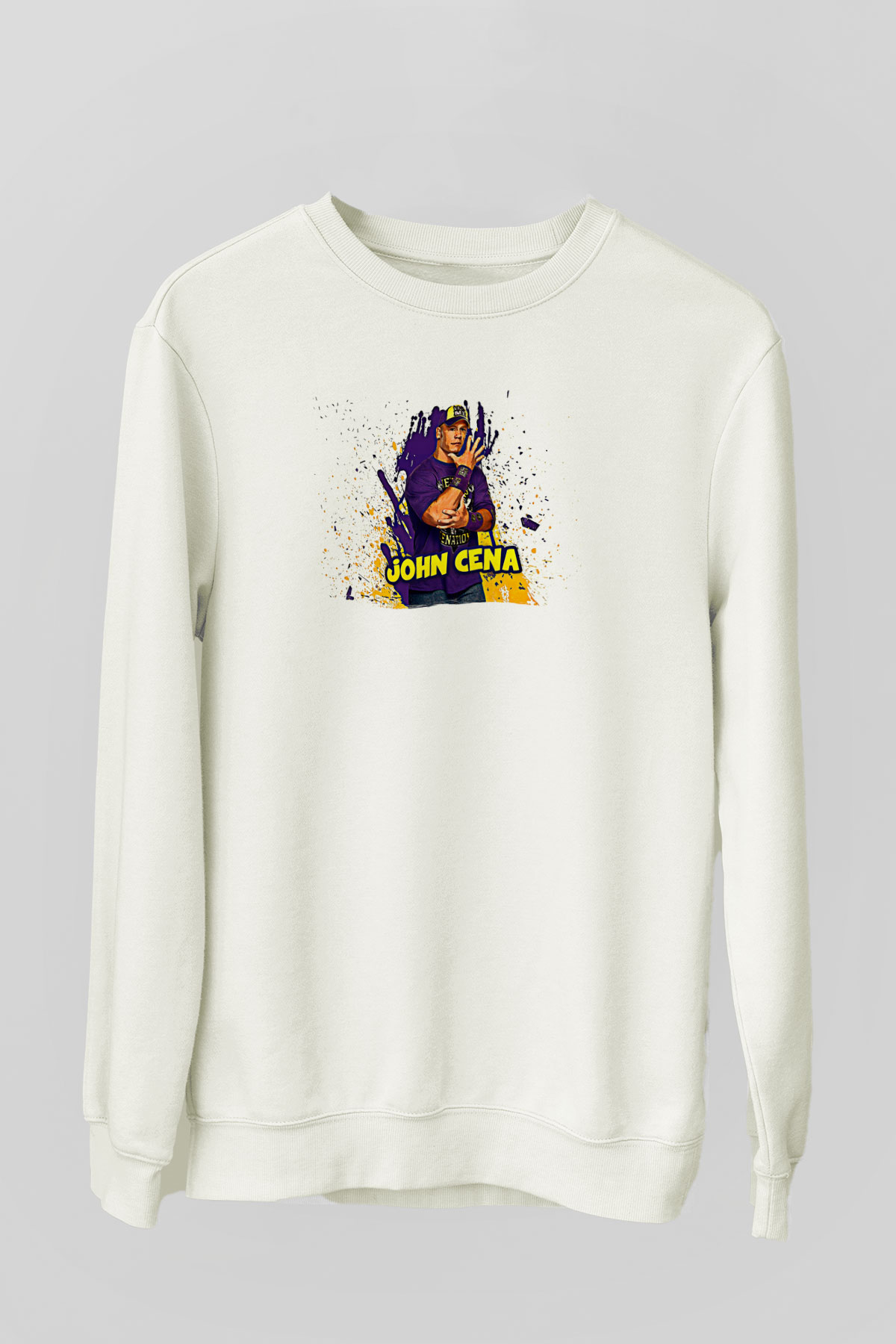 John Cena Baskılı Beyaz Unisex Sweatshirt