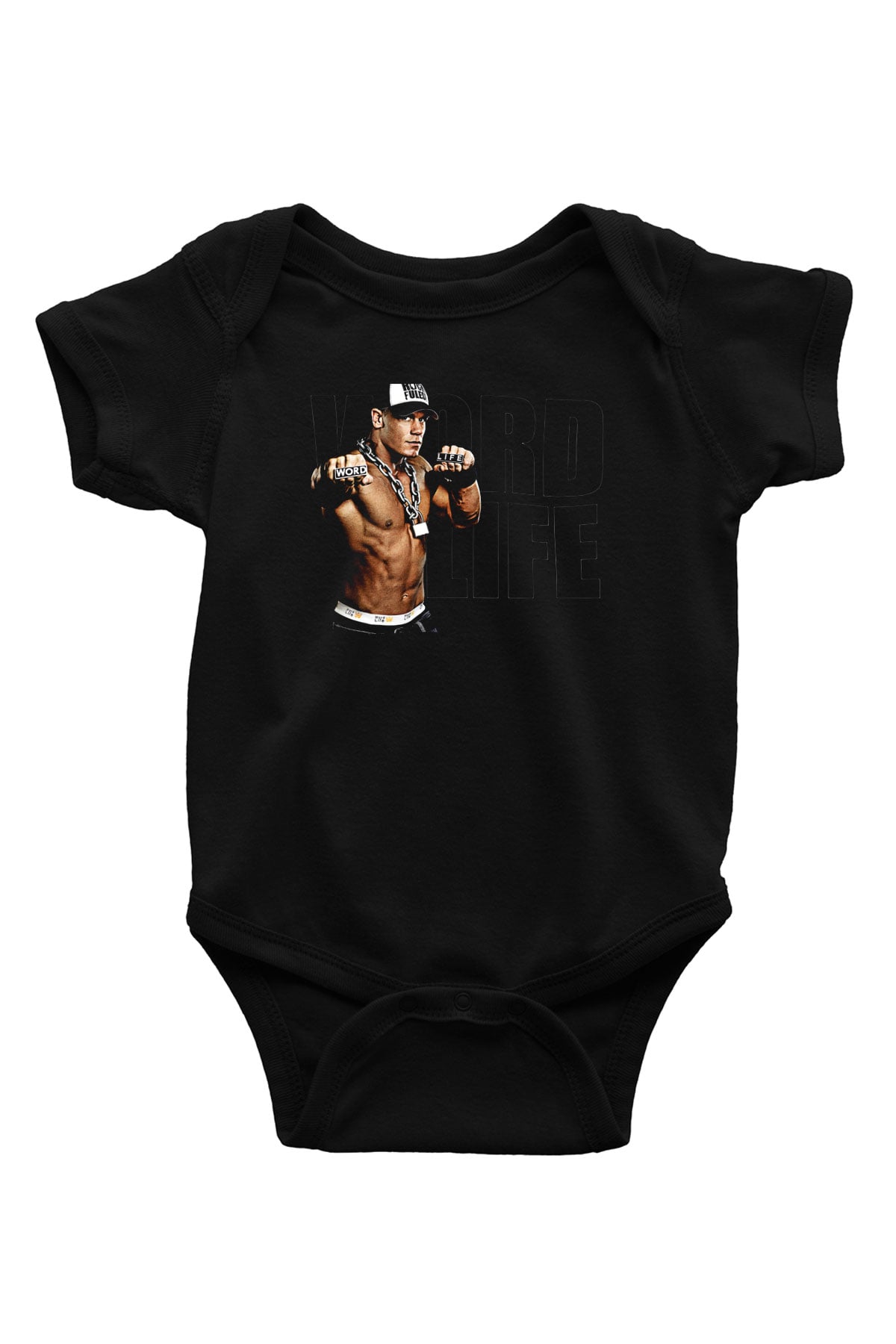 John Cena Baskılı Unisex Siyah Bebek Body - Zıbın
