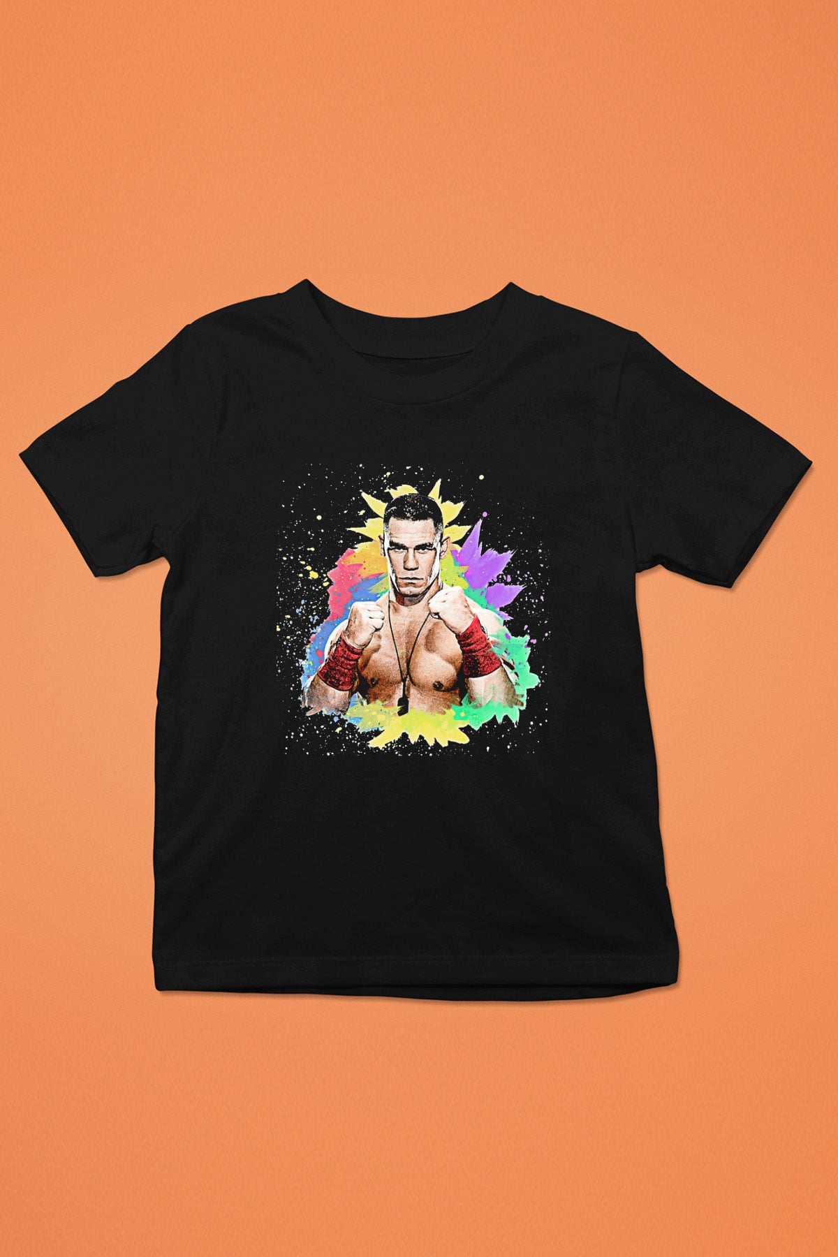 John Cena Baskılı Unisex Siyah Çocuk Tişört - Tshirt