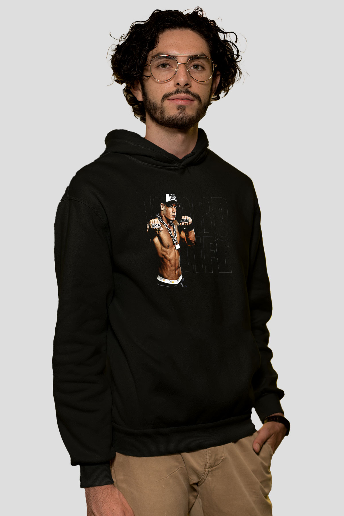 John Cena Baskılı Unisex Siyah Hoodie