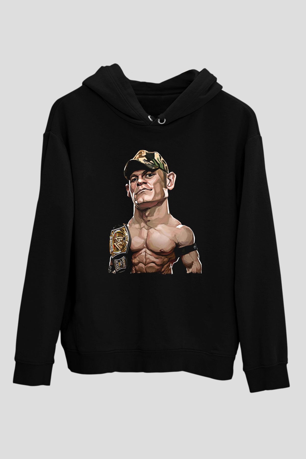 John Cena Baskılı Unisex Siyah Hoodie