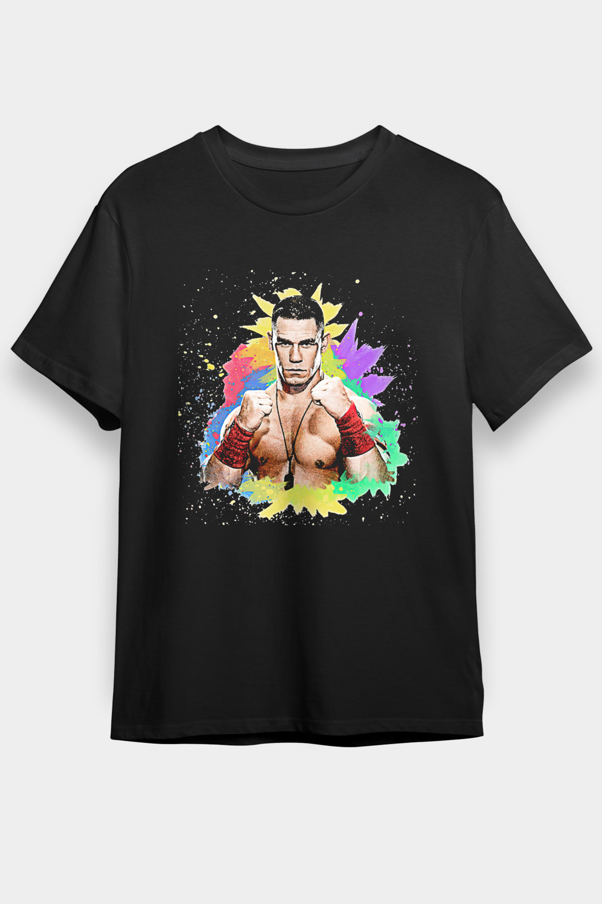 John Cena Baskılı Unisex Siyah Tişört - Tshirt