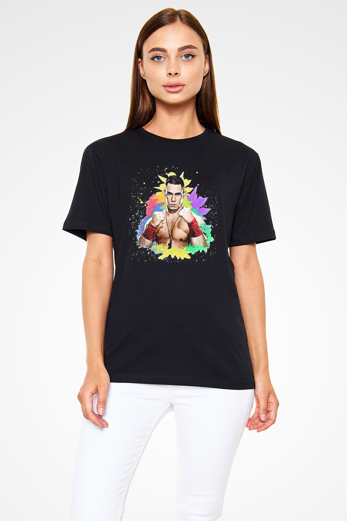 John Cena Baskılı Unisex Siyah Tişört - Tshirt