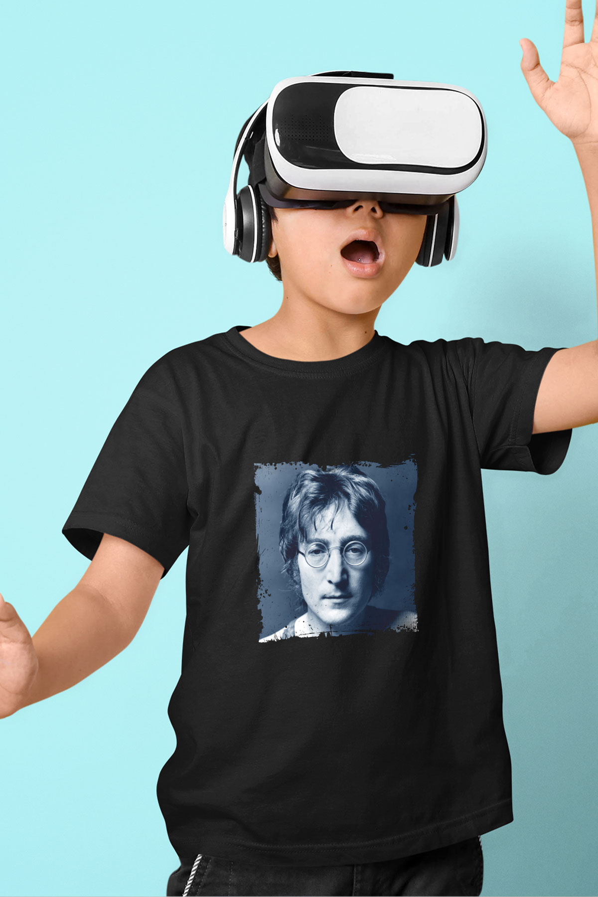 John Lennon Baskılı Unisex Siyah Çocuk Tişört