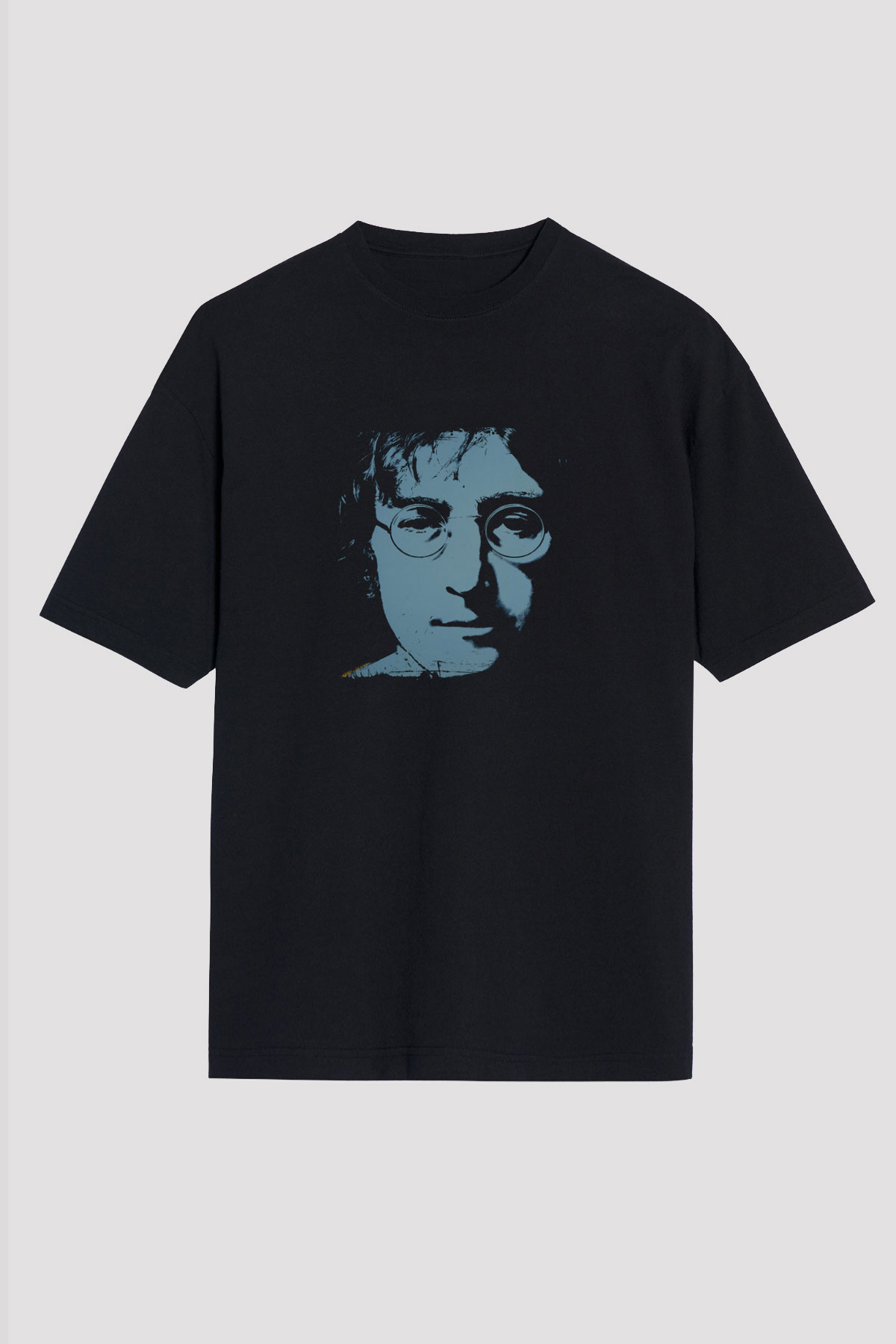 John Lennon Baskılı Unisex Siyah Oversize Tişört