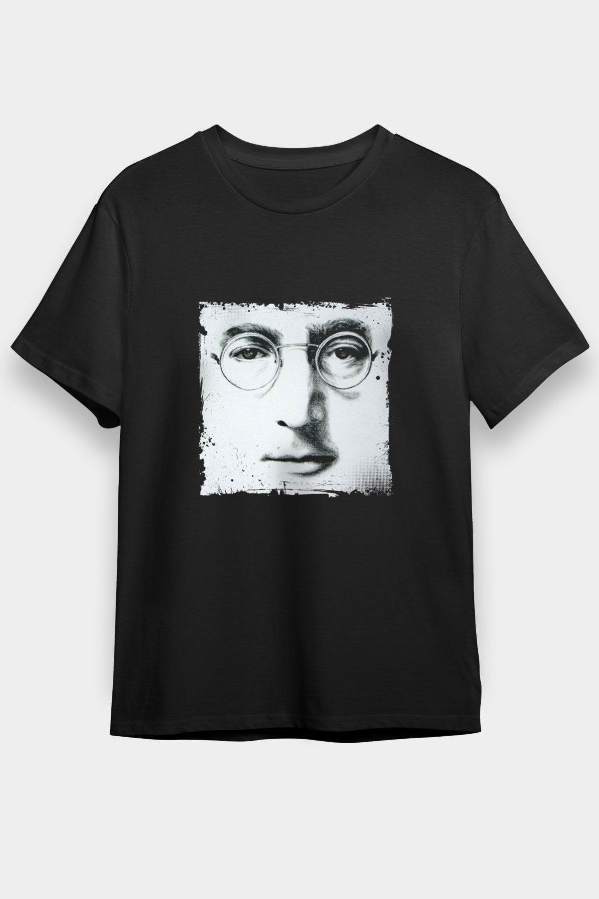 John Lennon Baskılı Unisex Siyah Tişört