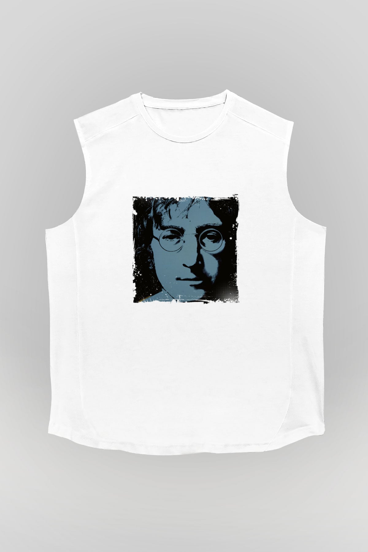 John Lennon Unisex Baskılı Beyaz Kolsuz Tişört