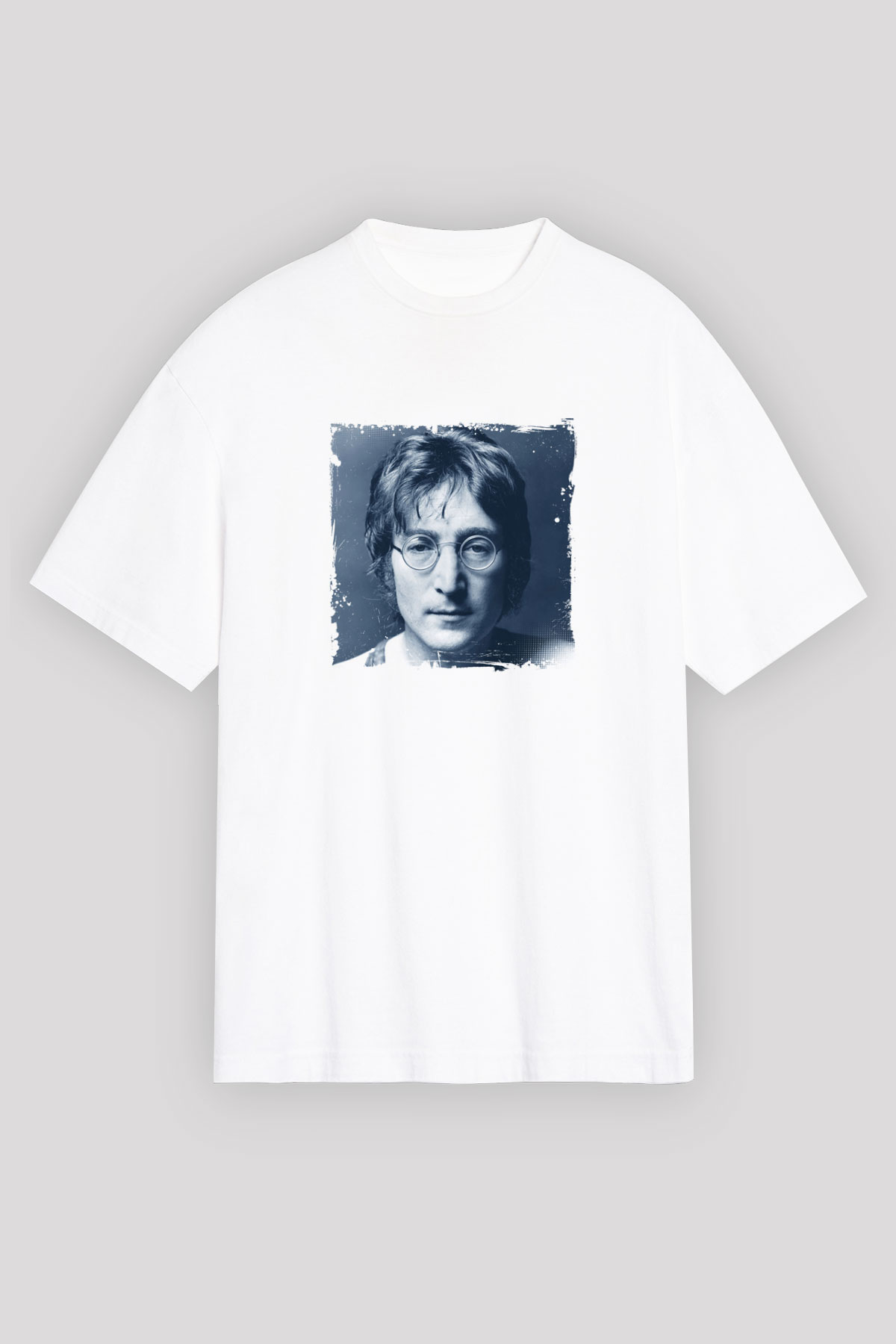 John Lennon Oversize Baskılı Beyaz Tişört