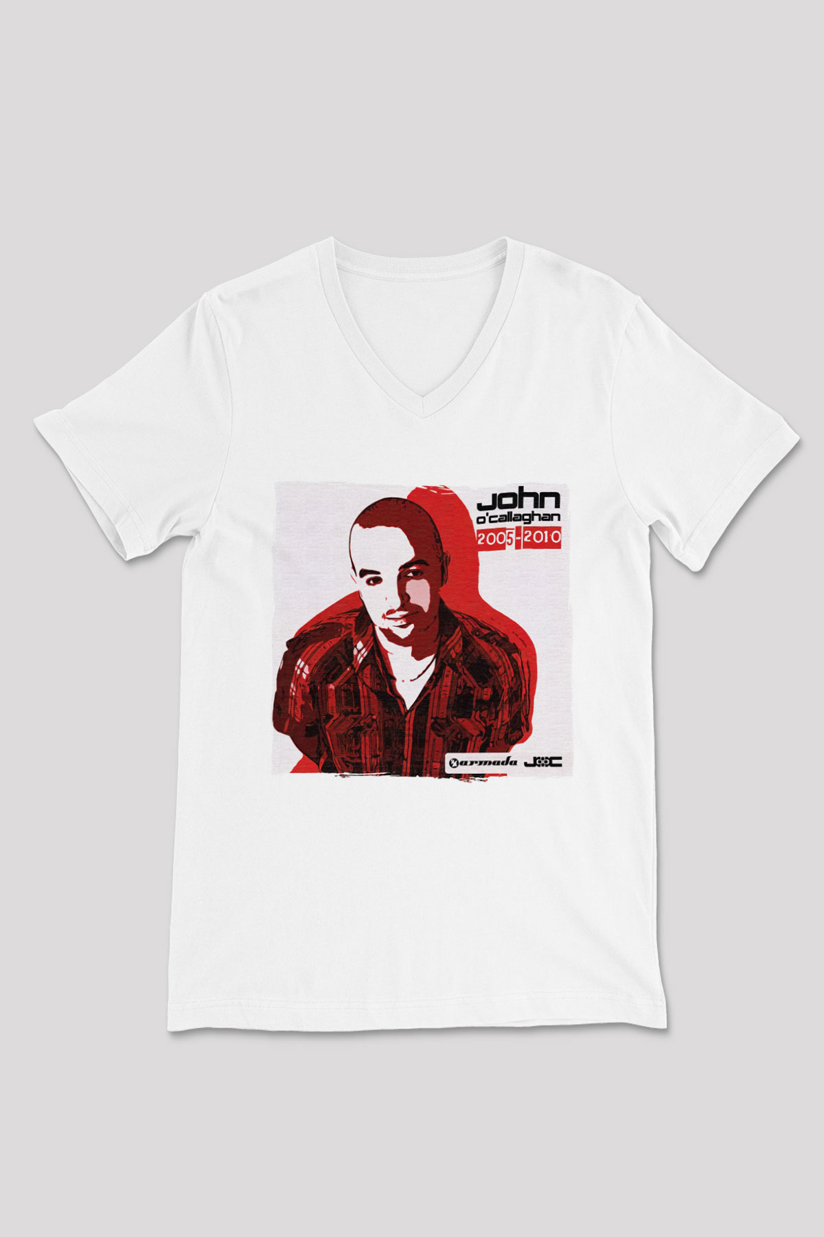 John Ocallaghan Beyaz Unisex V Yaka Tişört