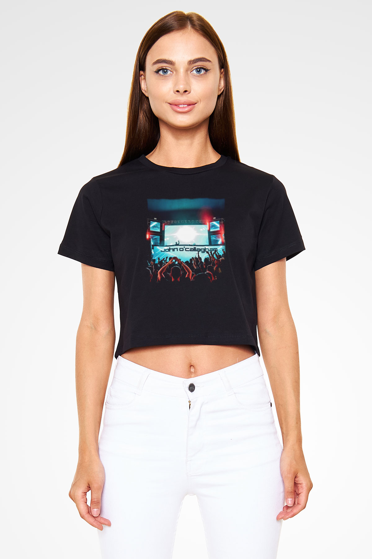 John Ocallaghan Siyah  Crop Top Tişört