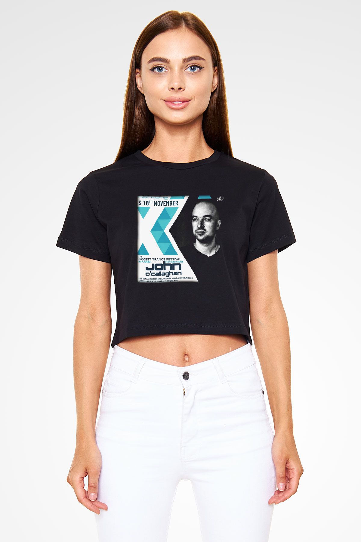 John Ocallaghan Siyah Crop Top Tişört