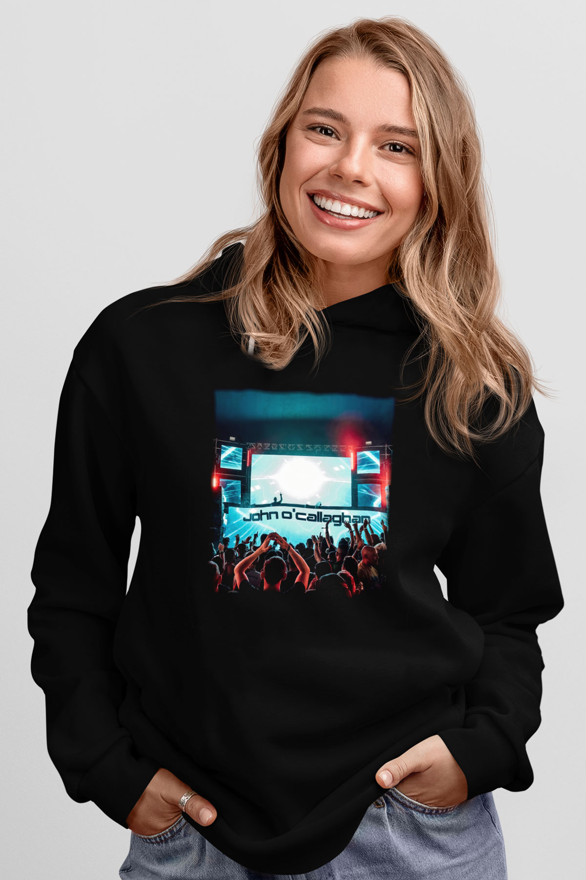 John Ocallaghan Siyah Unisex Kapüşonlu Sweatshirt