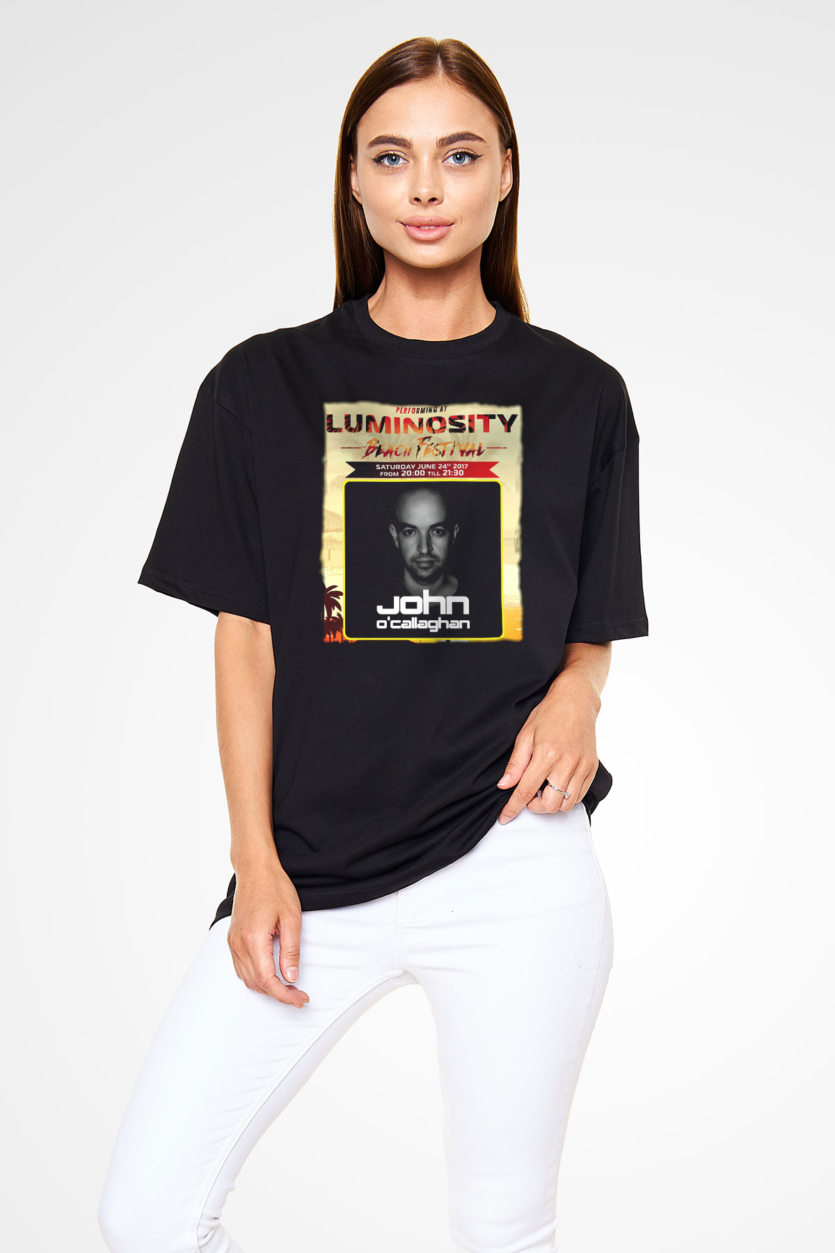 John Ocallaghan Siyah Oversize Tişört Oversize T-shirt - TişörtFabrikası