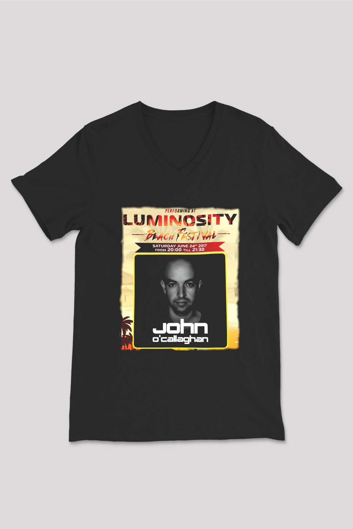 John Ocallaghan Siyah Unisex V Yaka Tişört