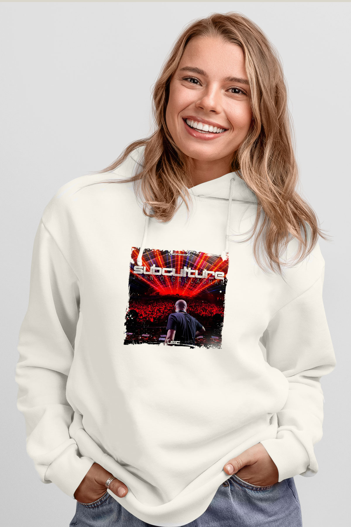 John OcallaghanBaskılı Beyaz Hoodie