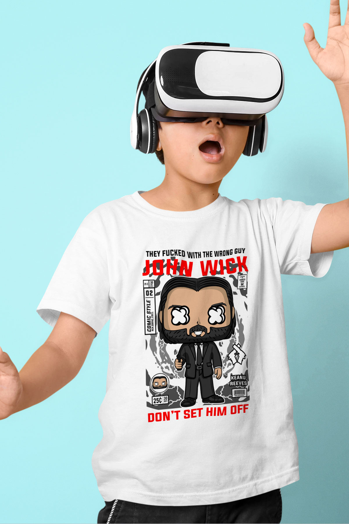 John Wick Baskılı Unisex Beyaz Çocuk Tişört