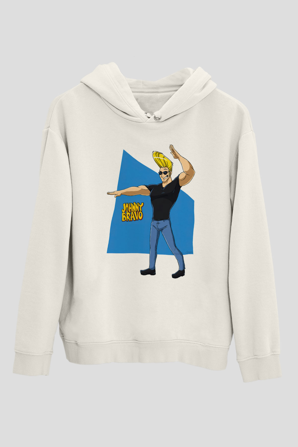 Johnny Bravo Beyaz Unisex Hoodie