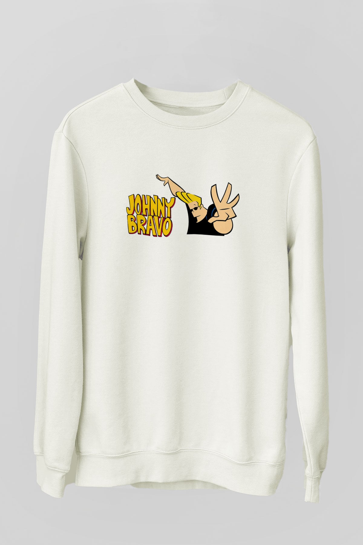 Johnny Bravo Beyaz Unisex Sweatshirt