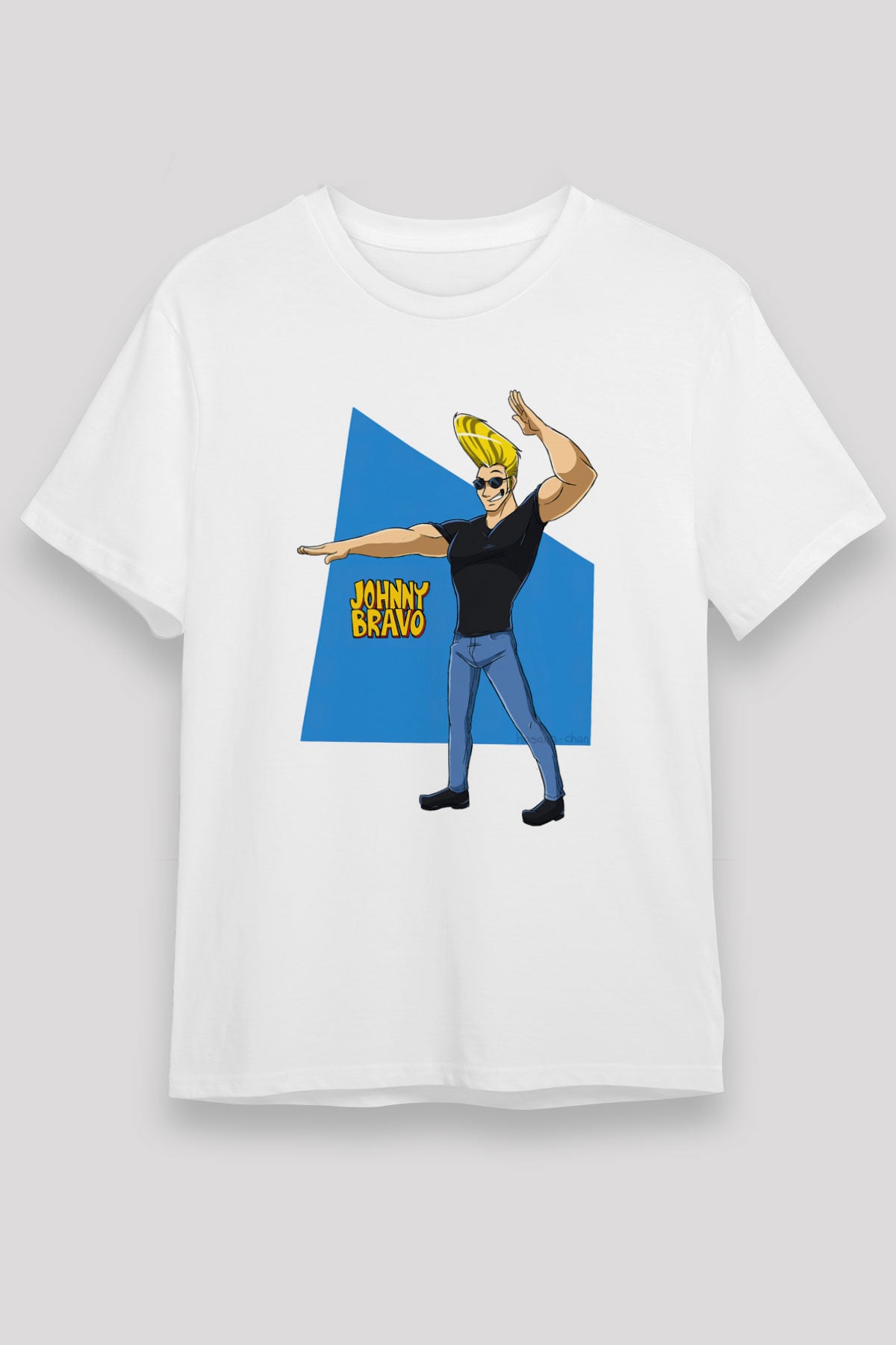 Johnny Bravo Beyaz Unisex Tişört T-Shirt