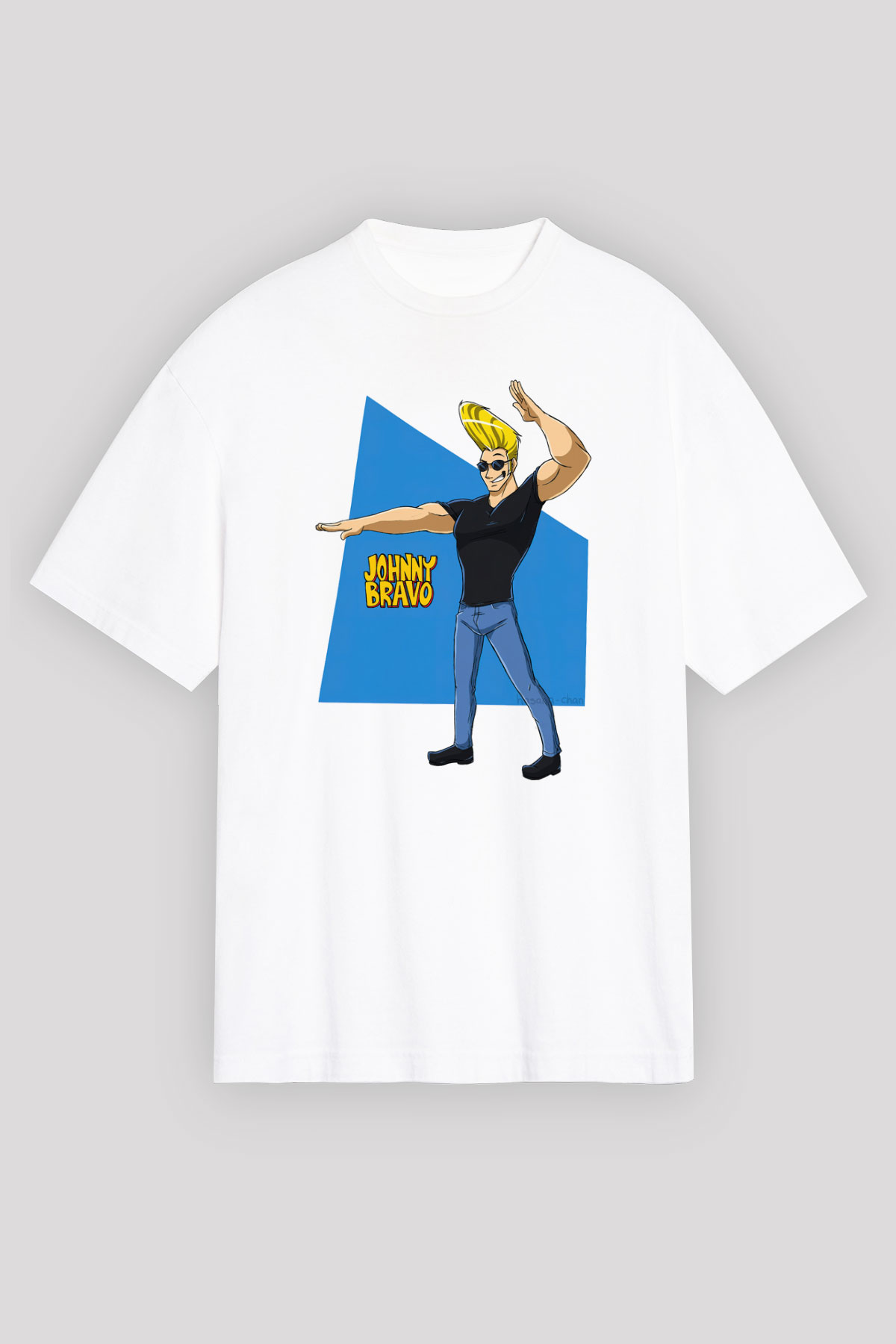 Johnny Bravo Beyaz Oversize Tişört Oversize T-shirt