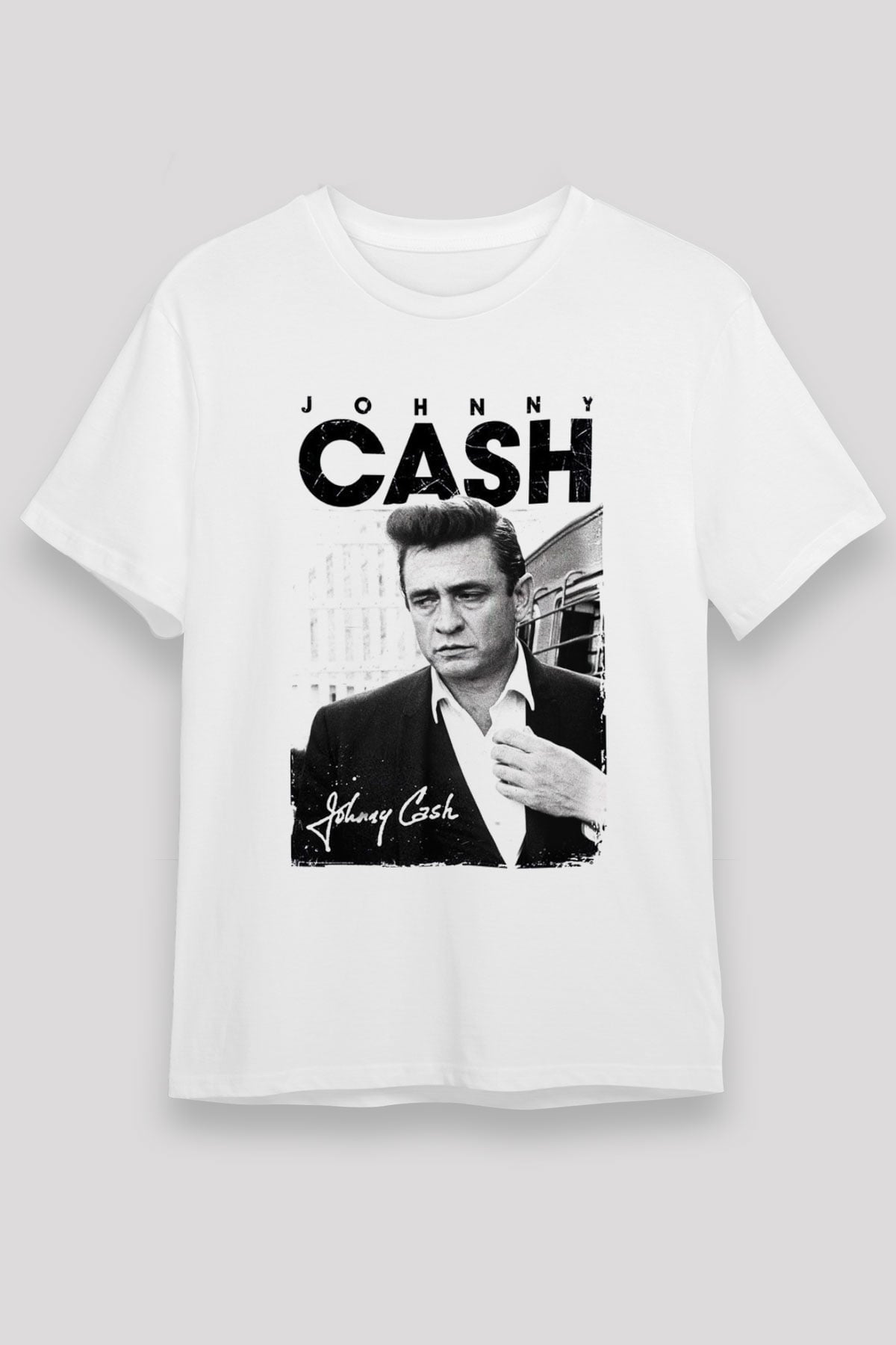 Johnny Cash Beyaz Unisex Tişört T-Shirt - TişörtFabrikası