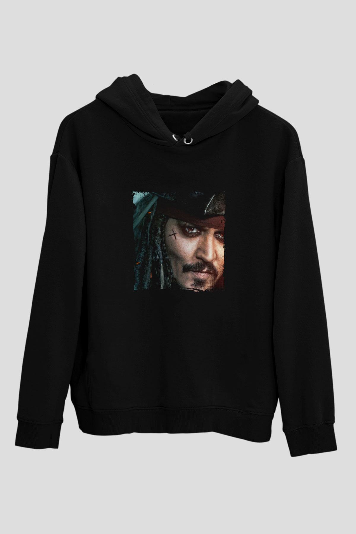 Johnny Depp Baskılı Unisex Siyah Hoodie