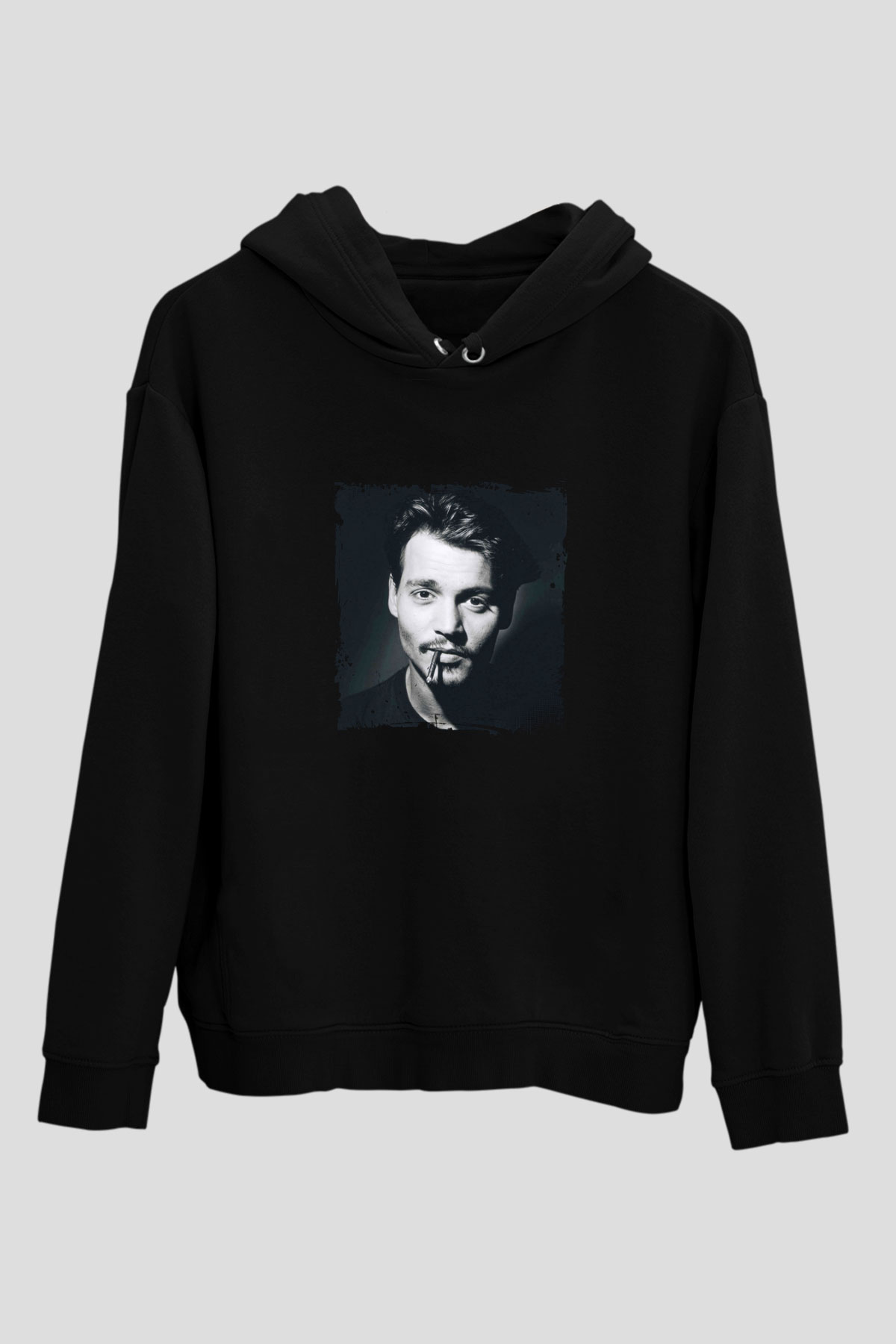Johnny Depp Baskılı Unisex Siyah Hoodie