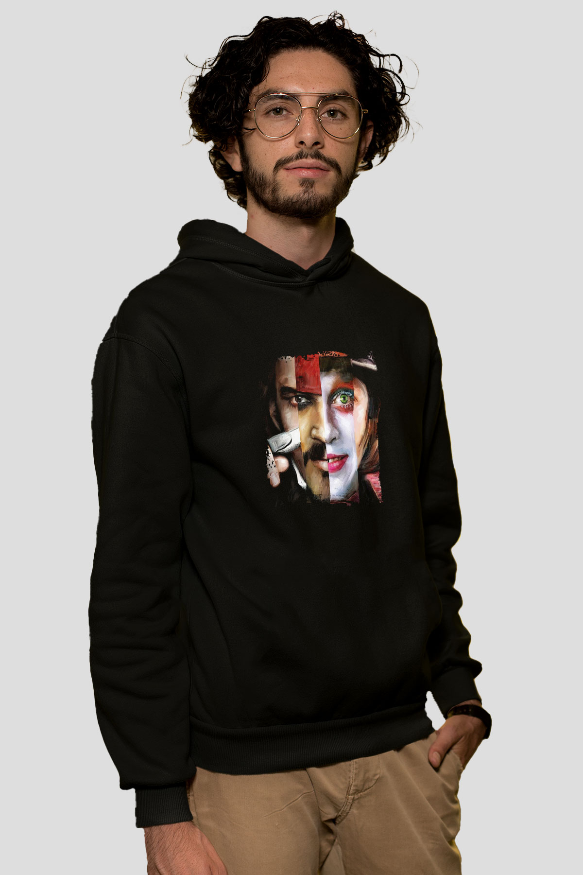 Johnny Depp Baskılı Unisex Siyah Hoodie