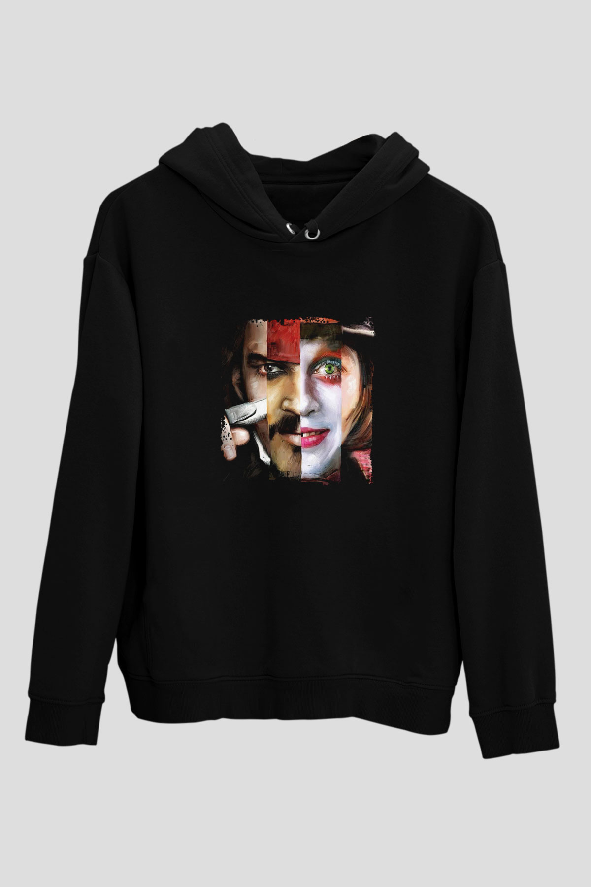Johnny Depp Baskılı Unisex Siyah Hoodie
