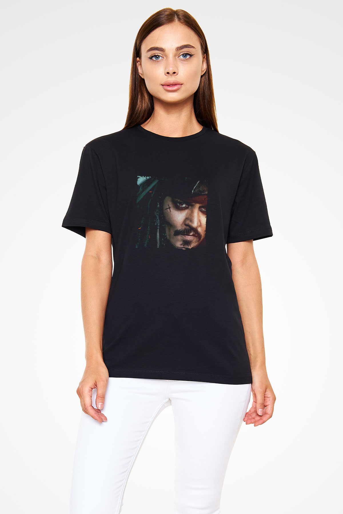Johnny Depp Baskılı Unisex Siyah Tişört